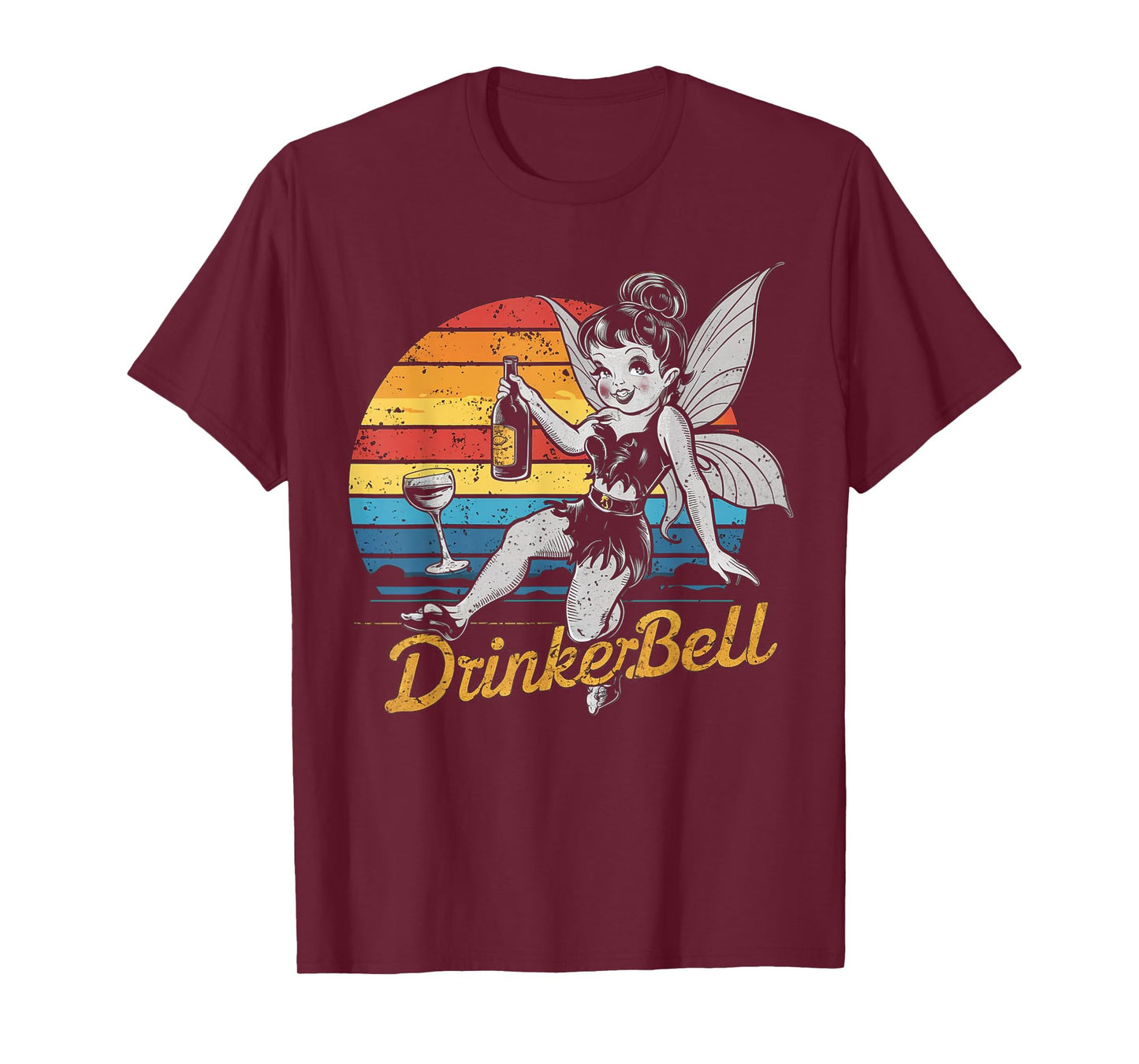 Vintage retro sunset Drinkerbell Funny Drinking Funny Saying T-Shirt