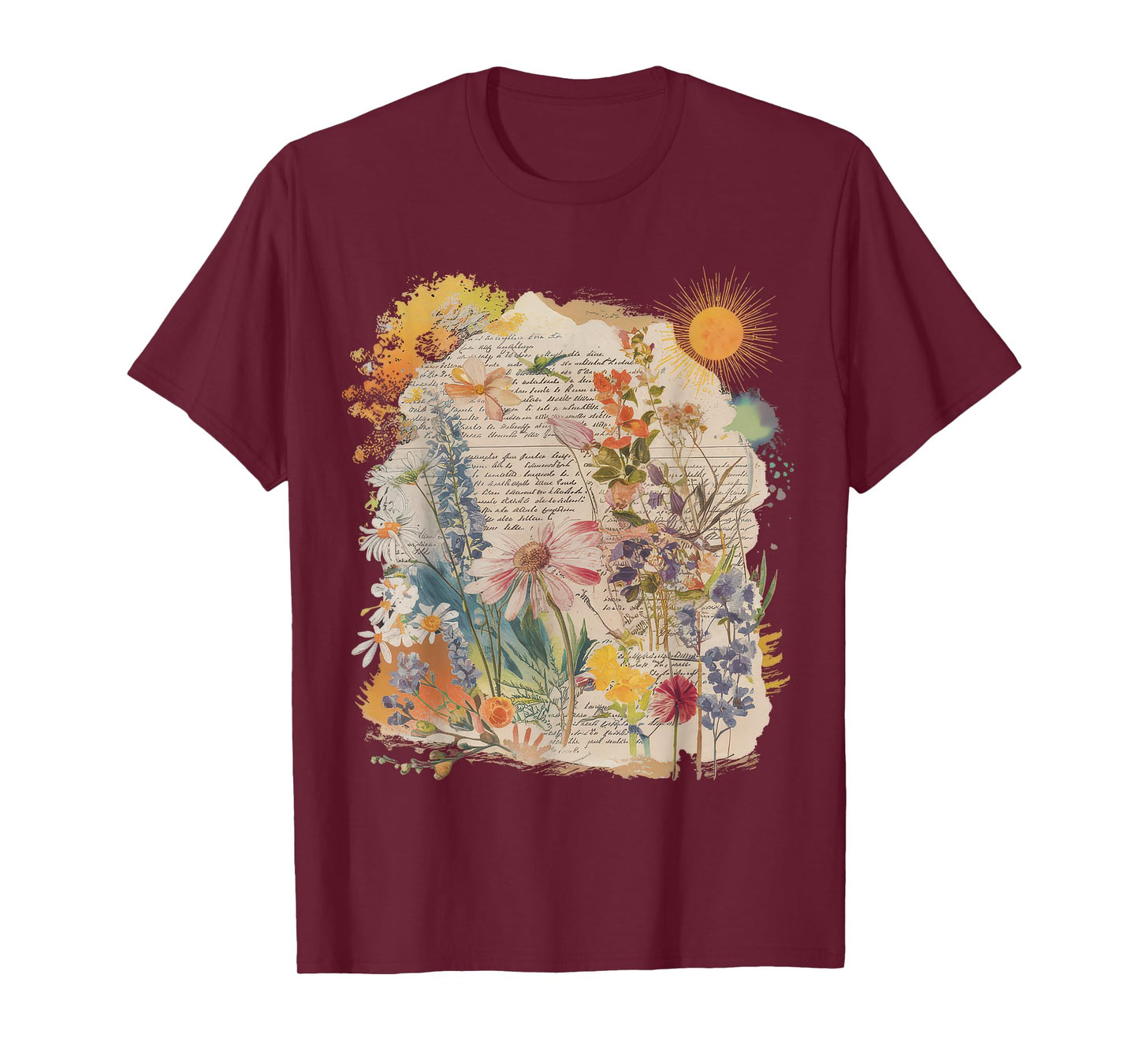 Floral Women TShirt Vintage Boho Wildflower Botanical Flower T-Shirt