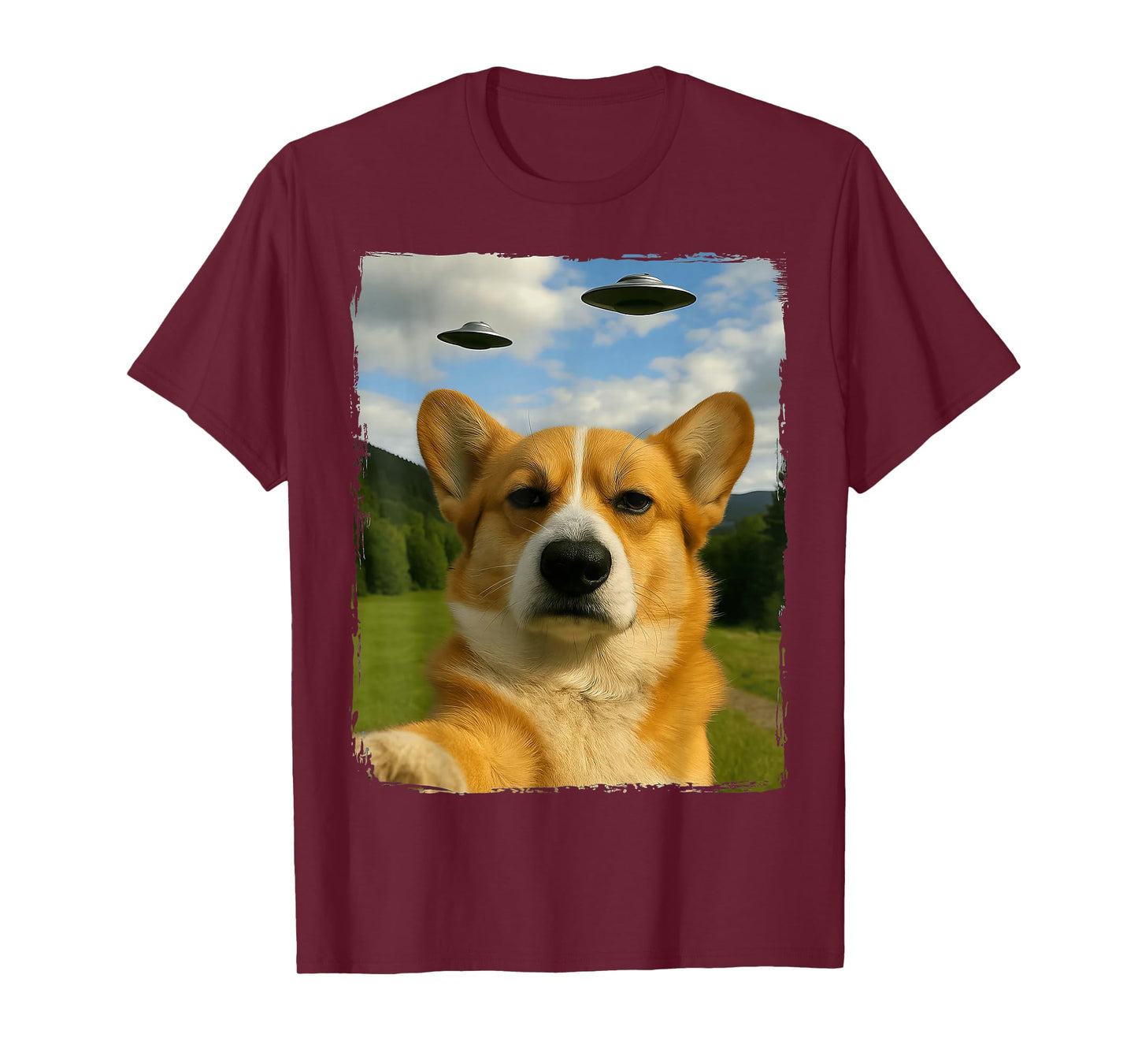 Annoyed Corgi UFO Selfie T-Shirt