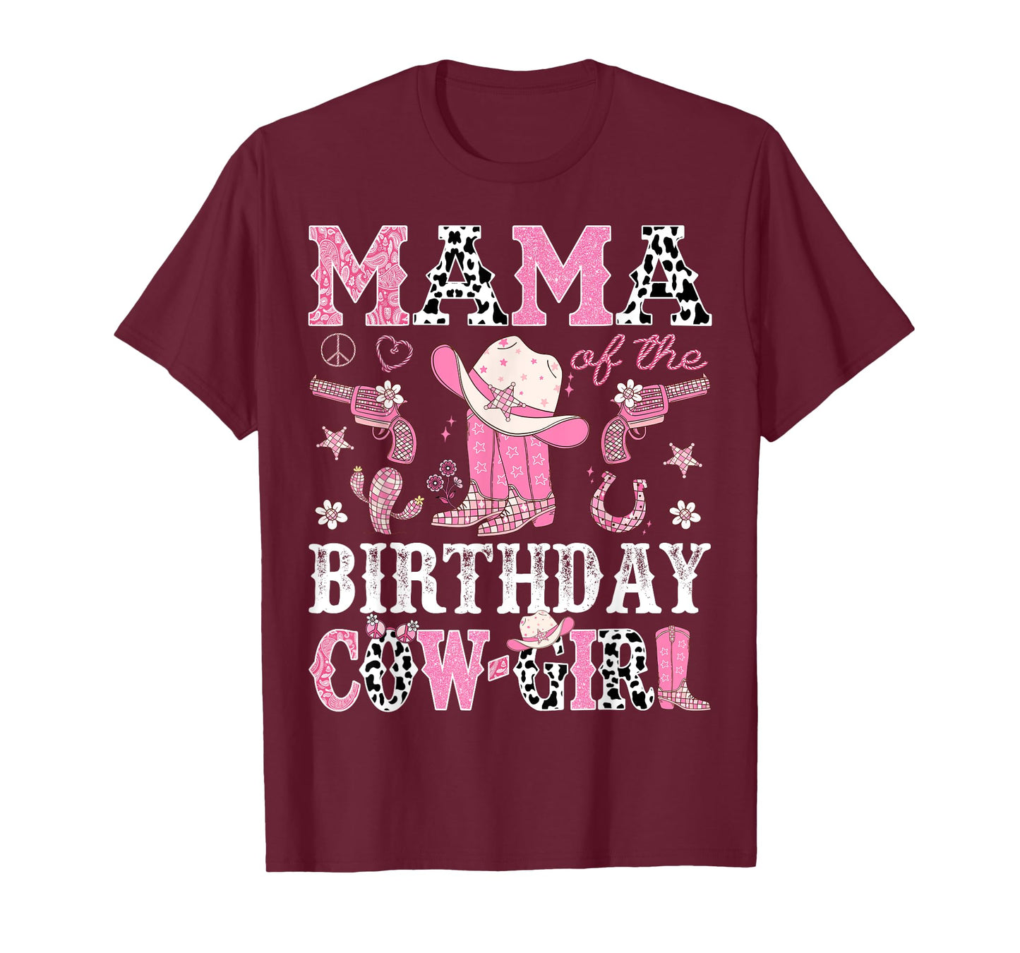 Mama Of The Birthday CowGirl Pink Disco Rodeo Western T-Shirt