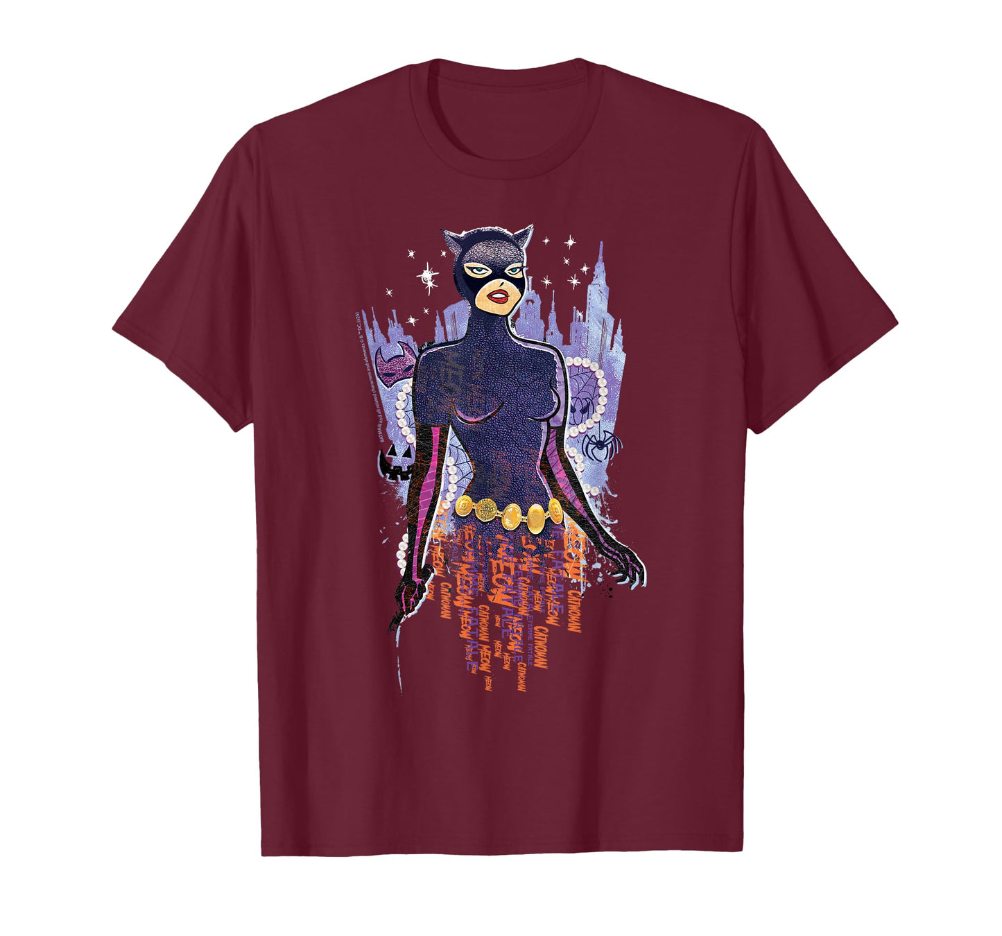 Batman Catwoman Gothic Gotham City Backdrop Halloween T-Shirt