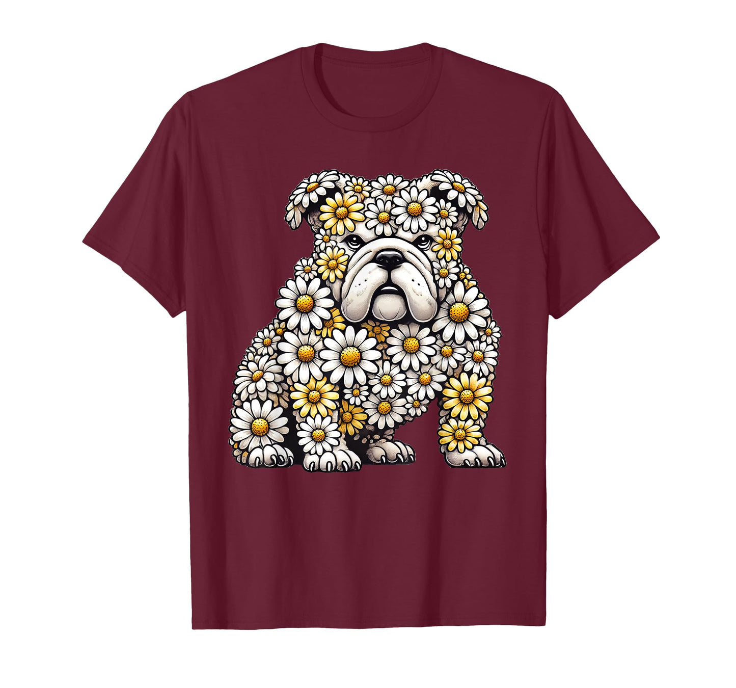 Daisy English Bulldog Dog Flower Gardening Floral T-Shirt