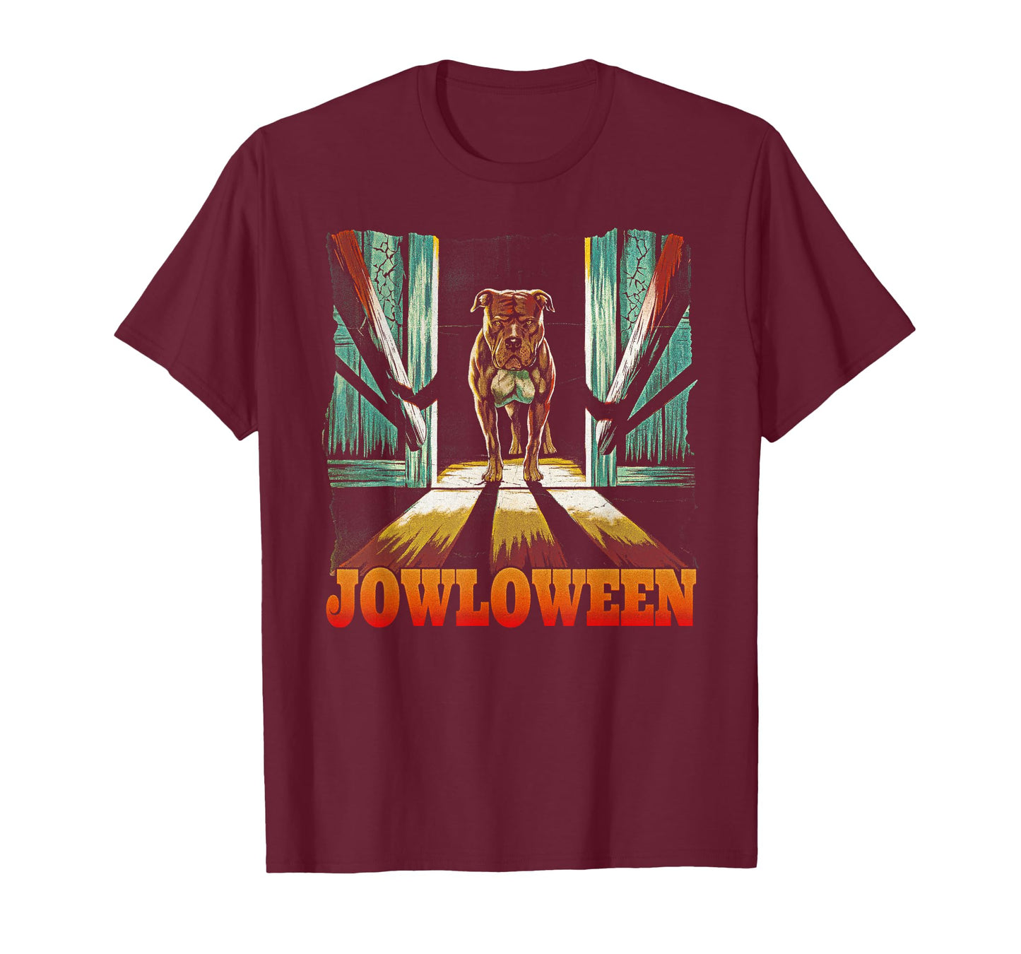 Funny Pitbull Jowls Spooky Halloween Pittie Dog Mom Dog Dad T-Shirt for Men Women