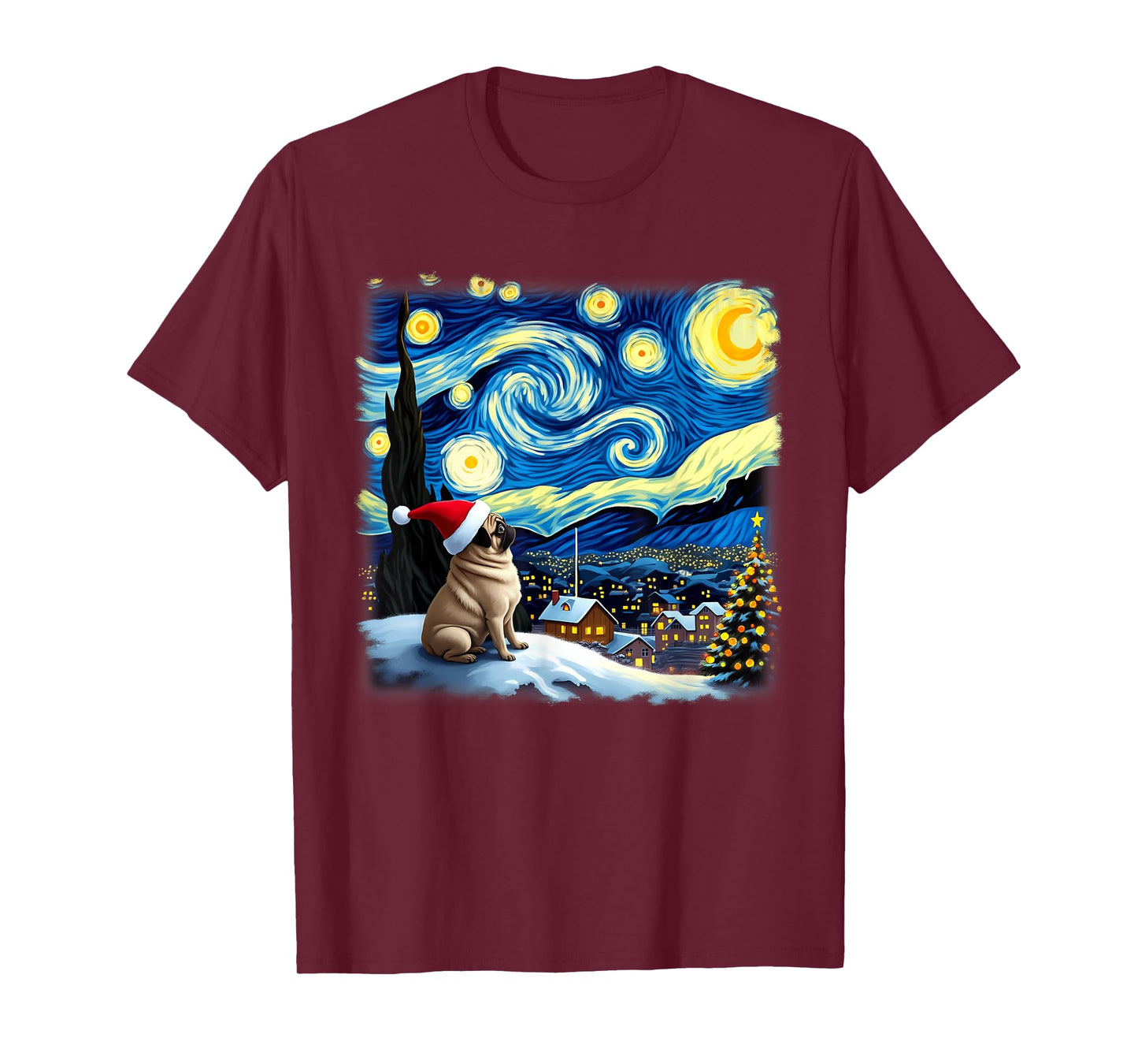 Christmas Pug Starry Night T-Shirt