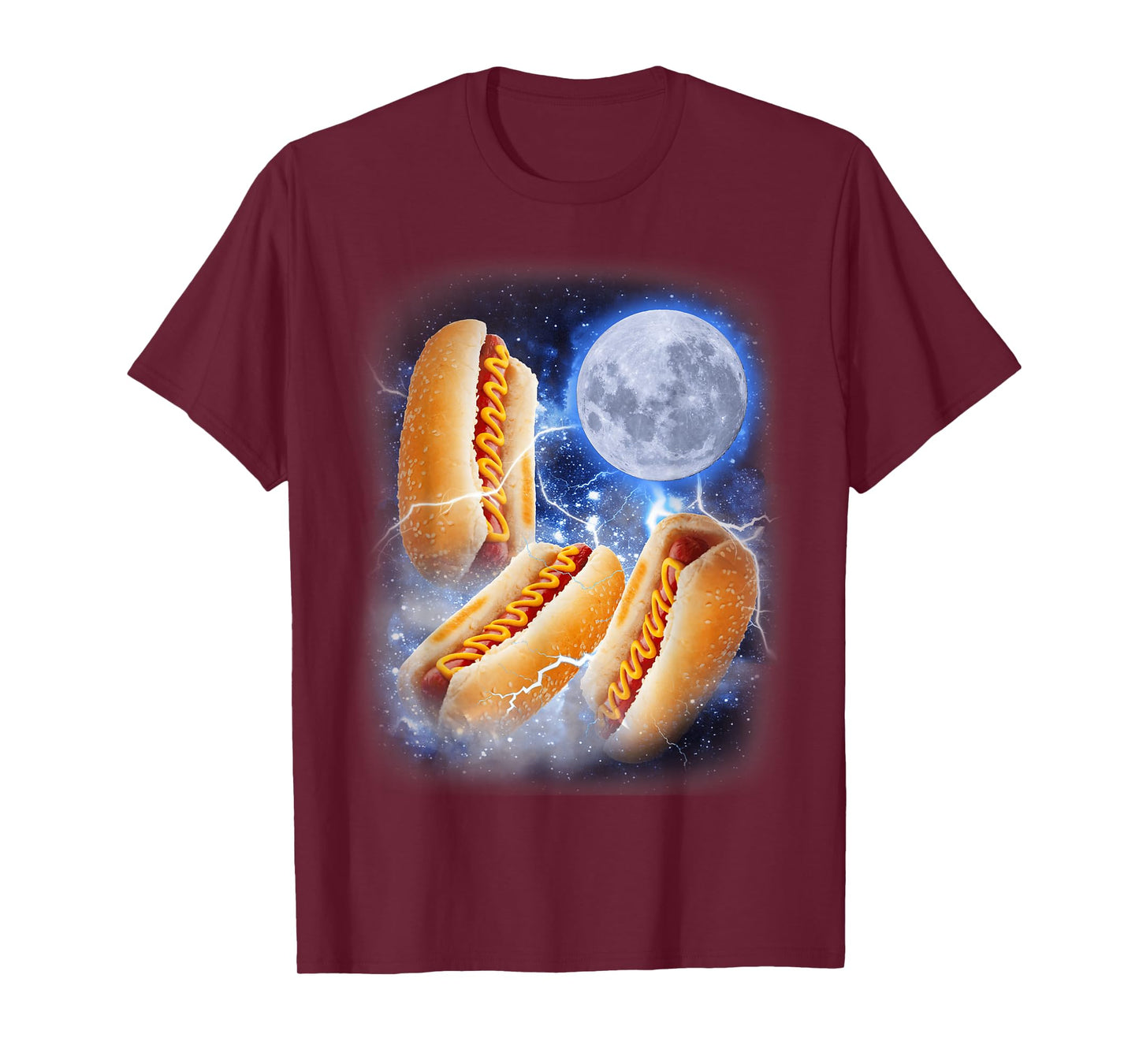 Three Glizzy Moon - Funny 3 Howling Hotdogs Cursed Meme T-Shirt