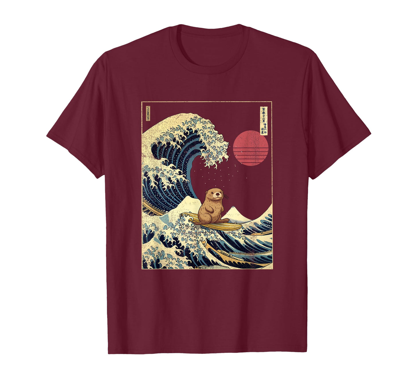 Sea Otter Japanese Kanagawa Wave Funny Surf Animal T-Shirt