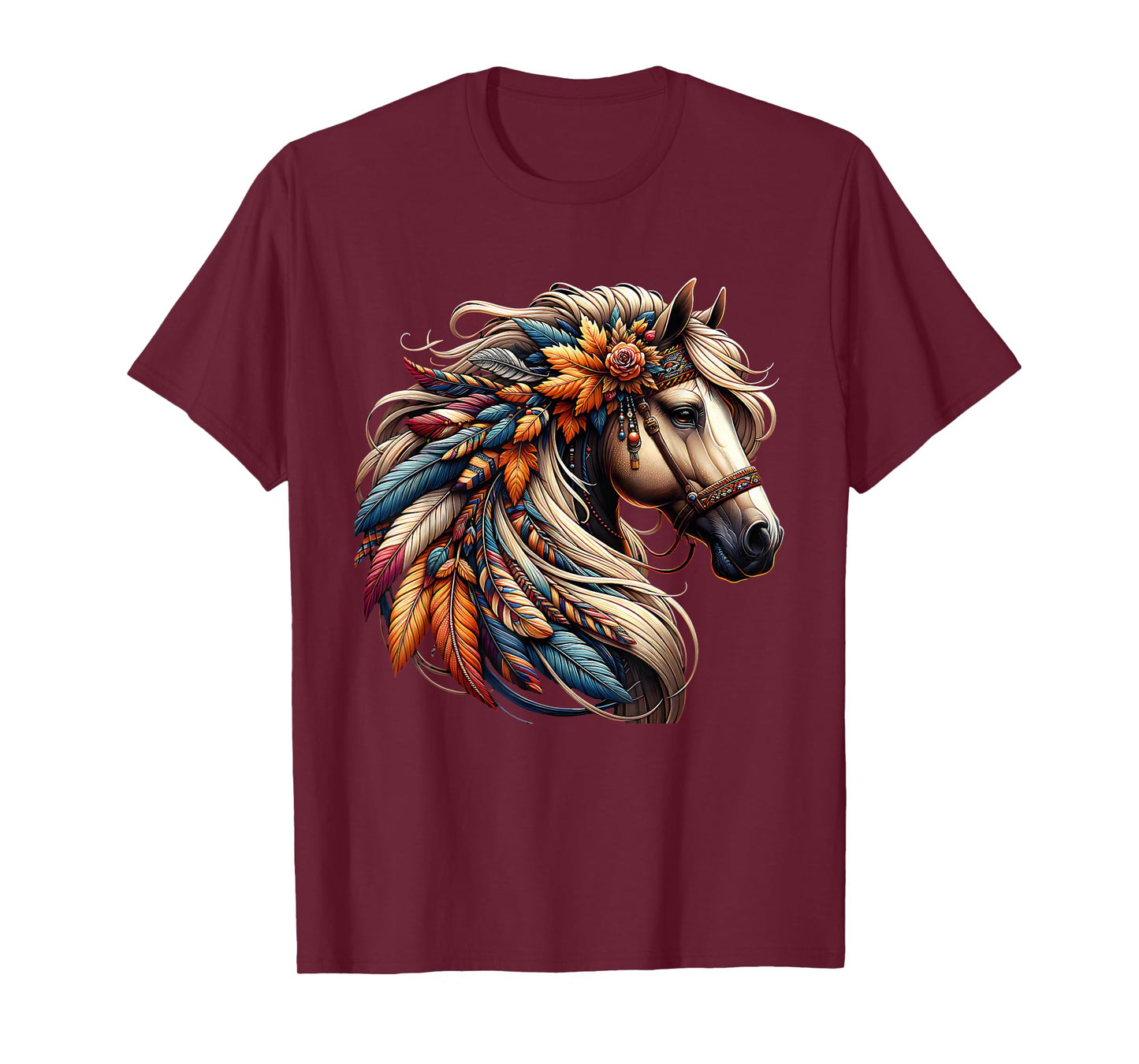 Floral Wild Horse Western Country Horse Riding T-Shirt