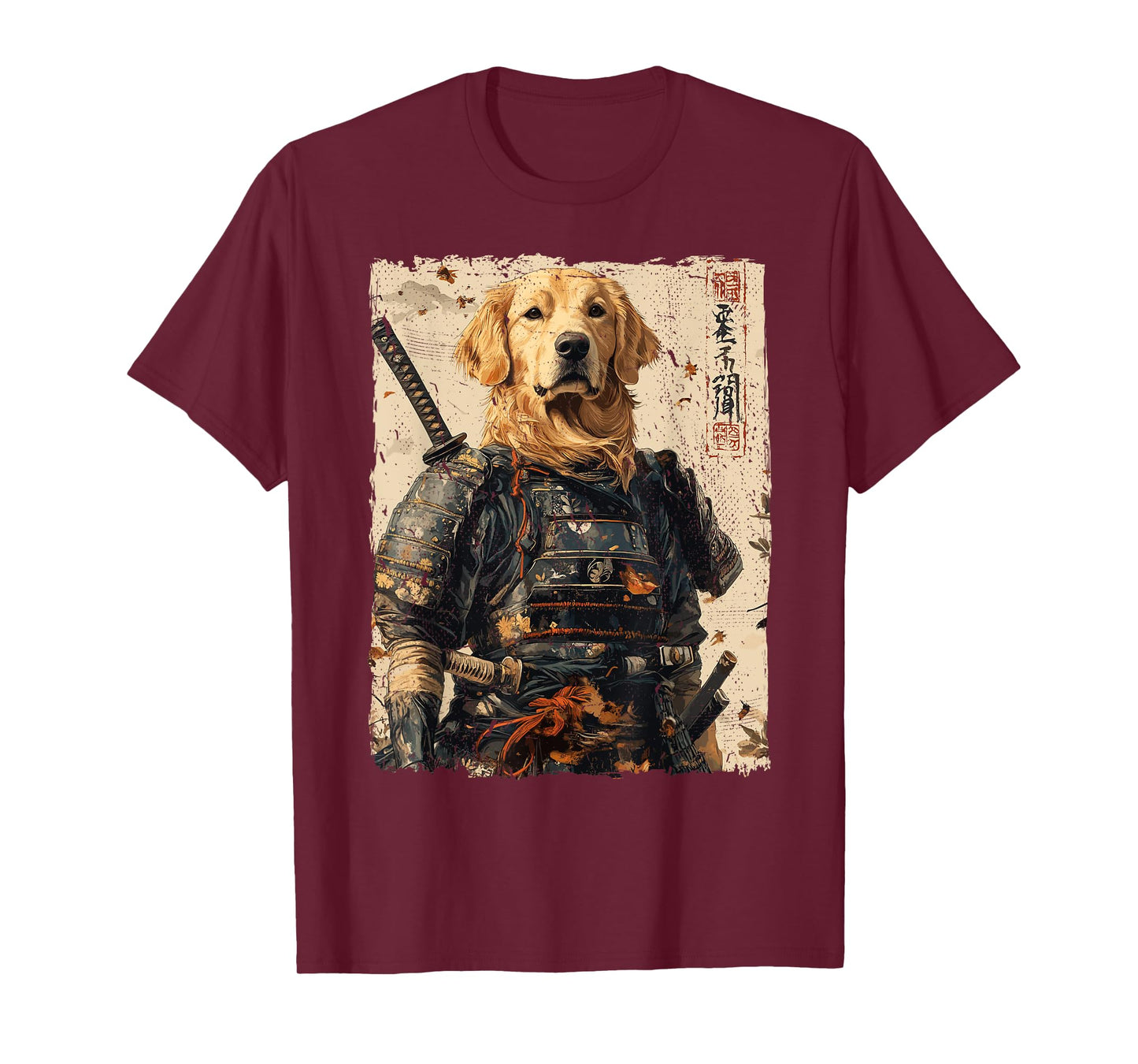 Samurai Dog Warrior Japanese Ukiyo-e Artwork Dog Samurai T-Shirt