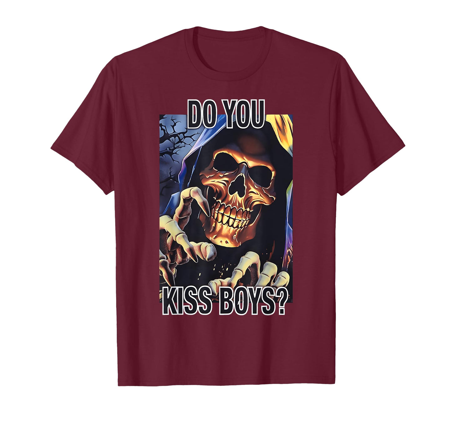 Do You Kiss Boys Rainbow Reaper Skeleton LGBTQ Pride Vintage T-Shirt