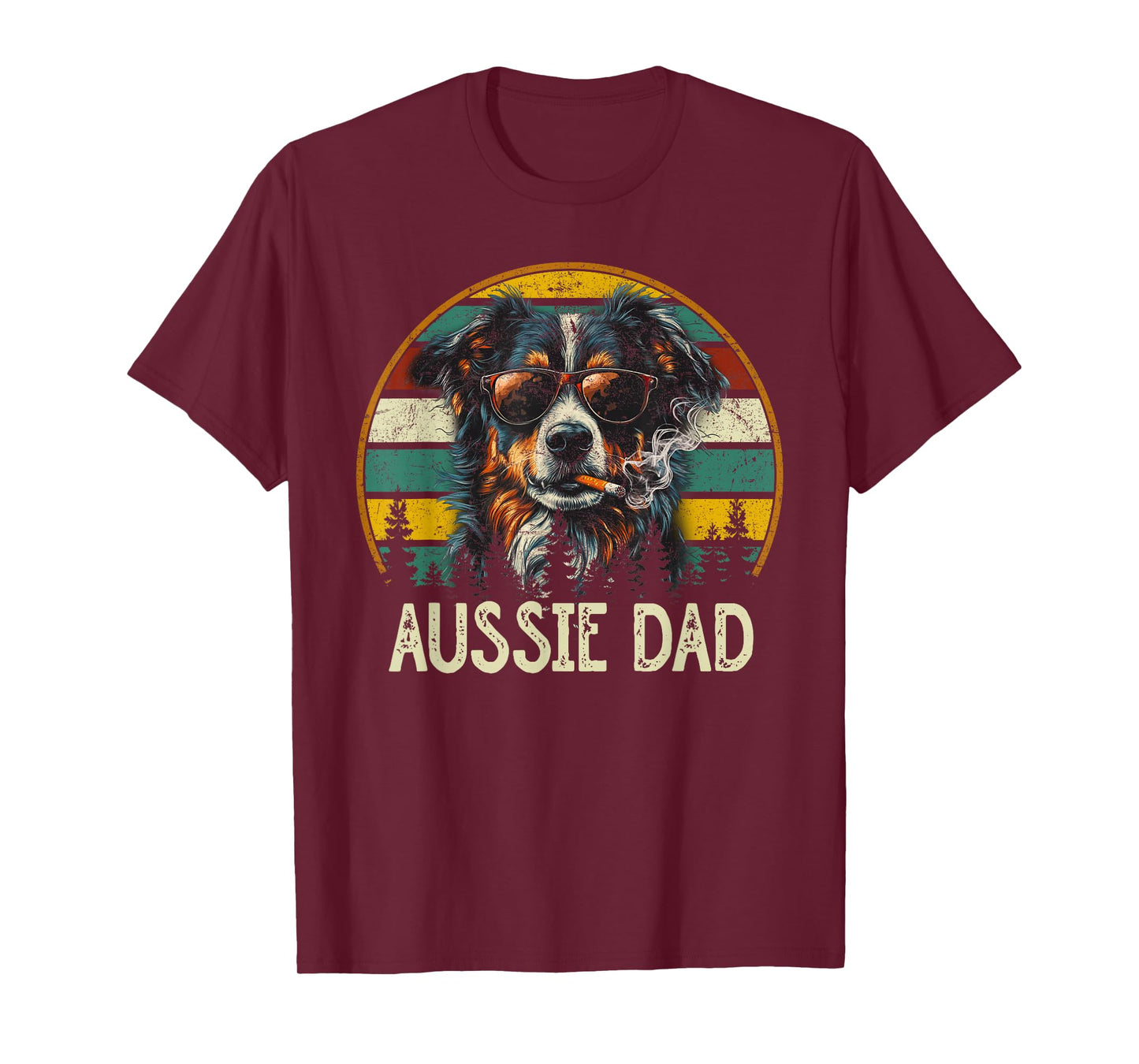 Best Australian Shepherd Dog Dad Ever Vintage Father's Day T-Shirt
