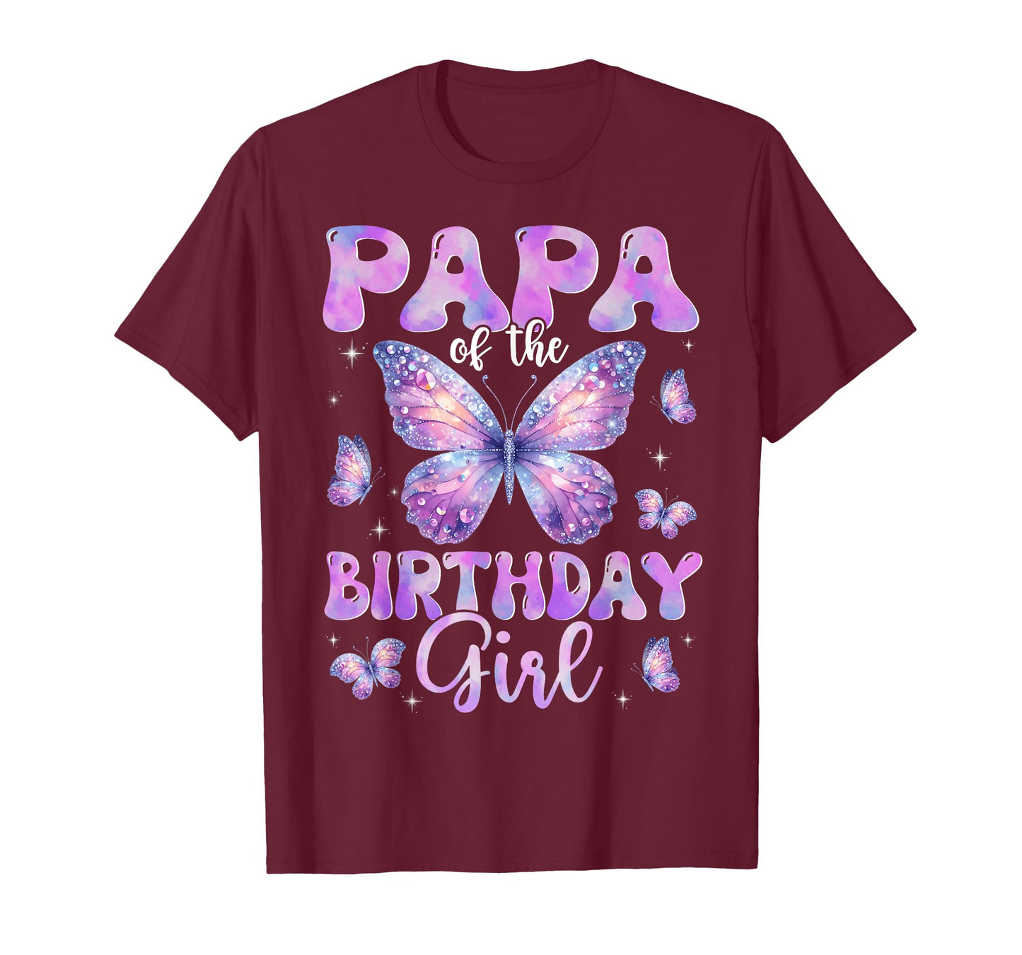 Papa Of The Birthday Girl Butterfly Family Matching T-Shirt