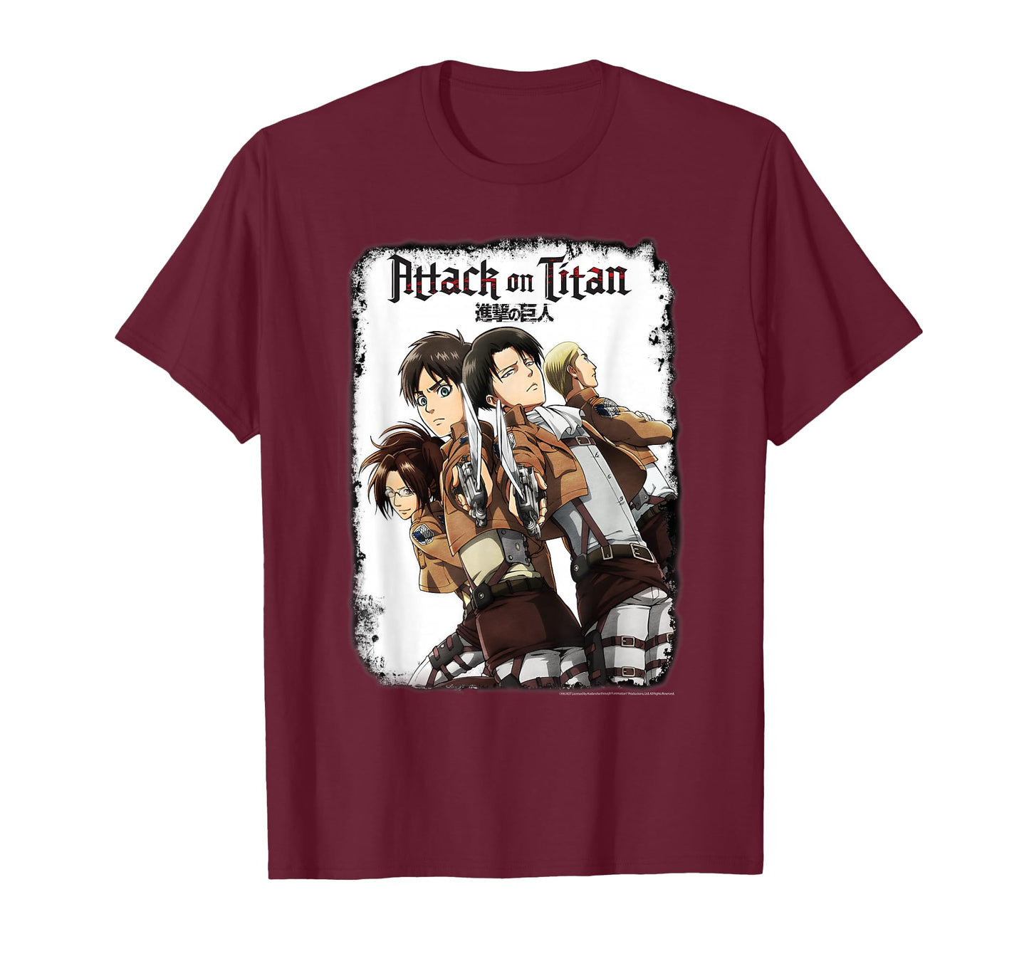 Attack on Titan Group Portrait with Swords and Logo Anime T-Shirt
