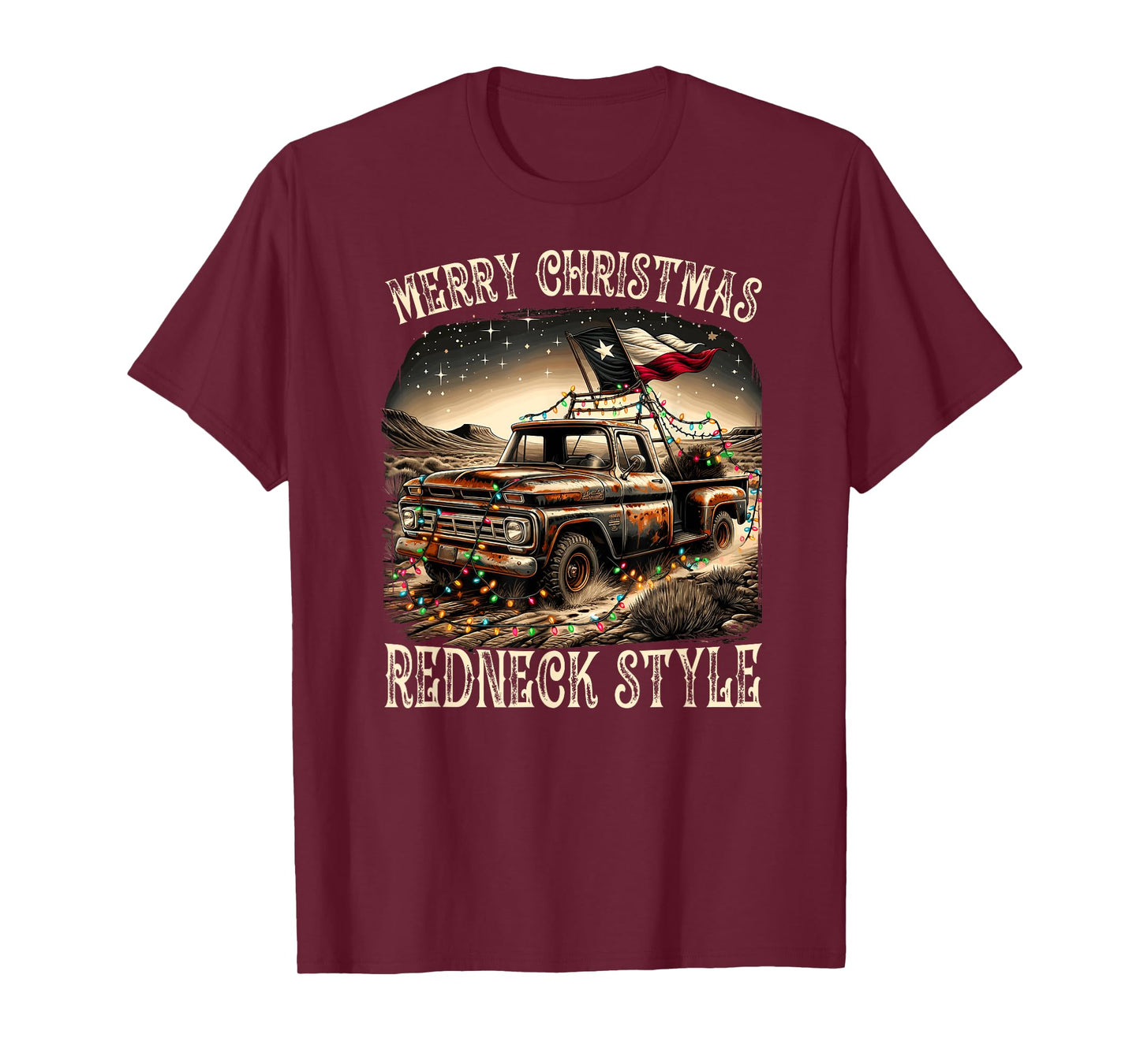 Merry Christmas Redneck Style - Pick up Truck T-Shirt
