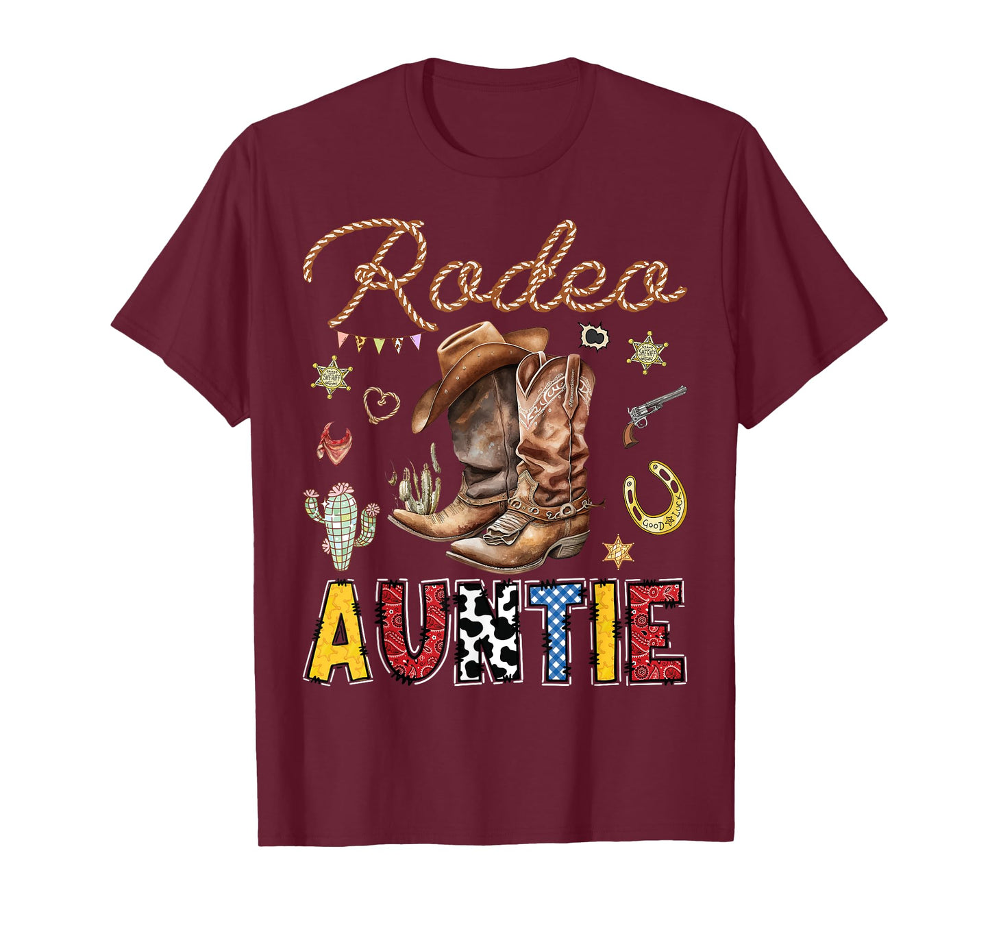 Rodeo Auntie Western Cowboy Birthday Matching Family T-Shirt