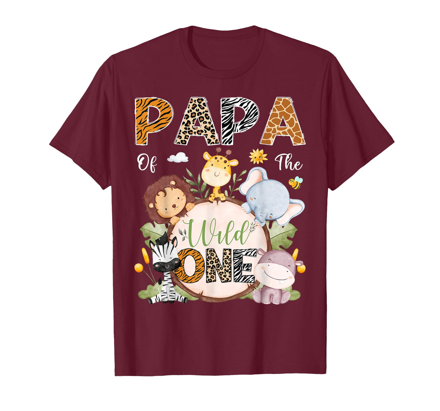 Papa Of The Wild One 1St Birthday Safari Jungle Animals T-Shirt