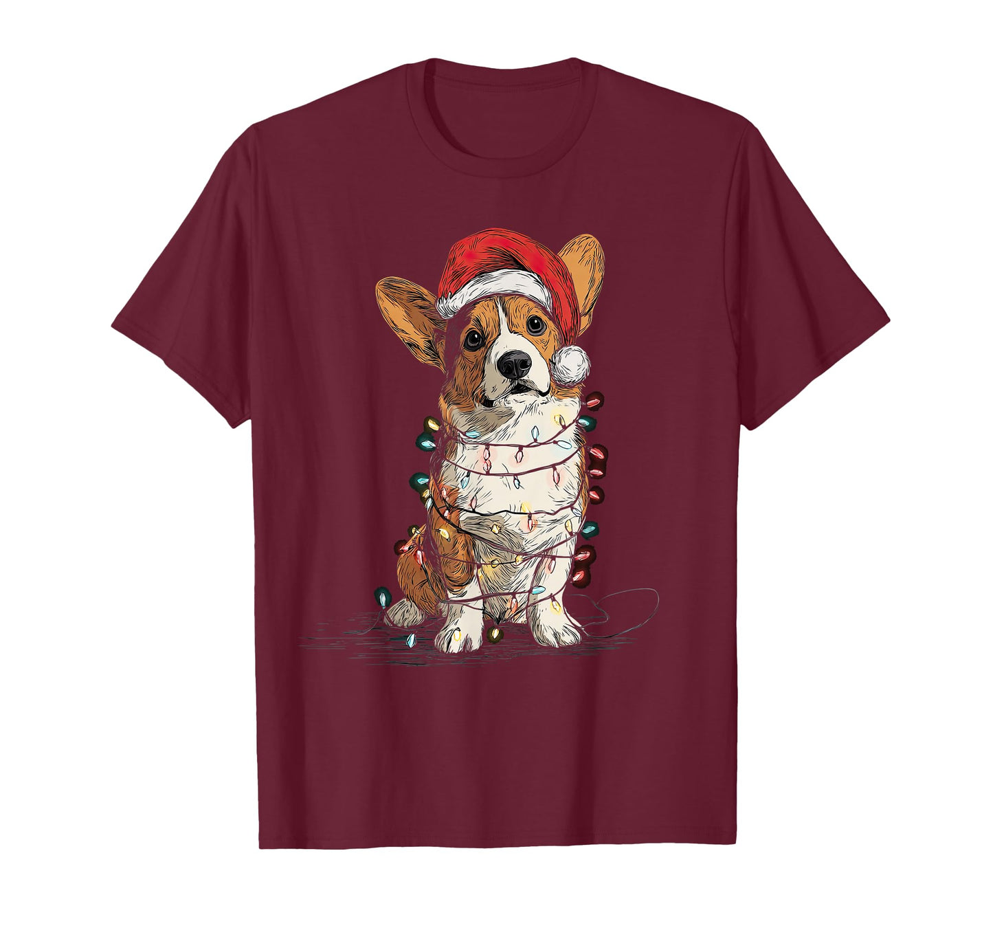 Funny Cardigan Welsh Corgi Christmas Graphics Dog Lights T-Shirt