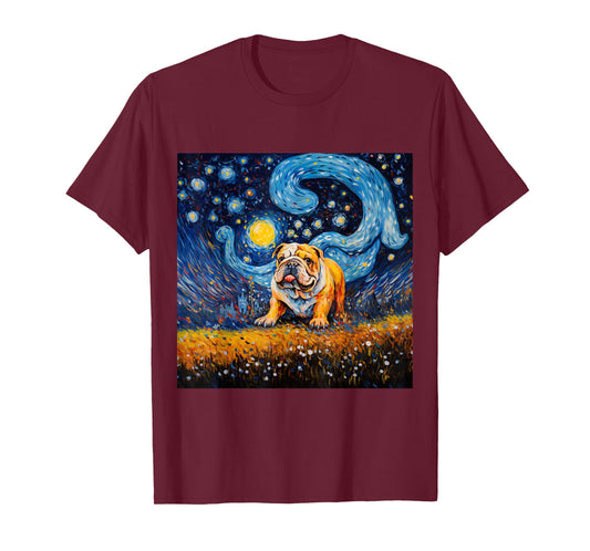 English Bulldog Starry Night - English Bulldog Starry Night Men Women Kids T-Shirt