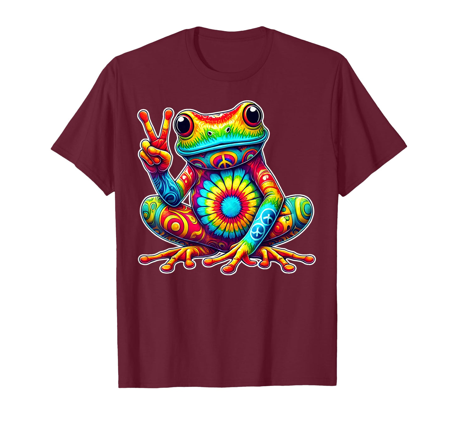 Tie-Dye Frog With Peace Sign Cool Hippie T-Shirt
