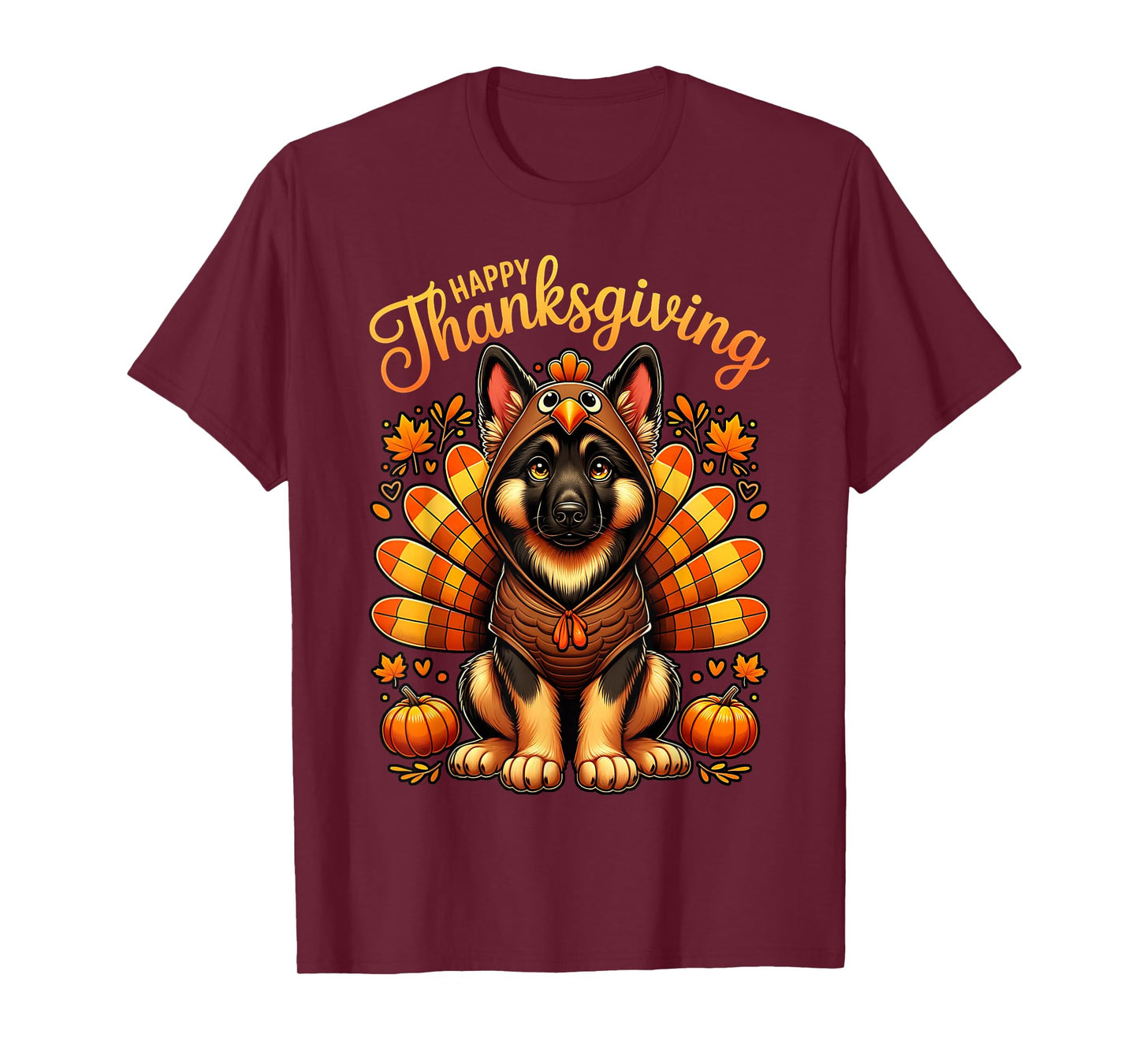 Happy Thanksgiving German Shepherd Dog Turkey Day Fall T-Shirt