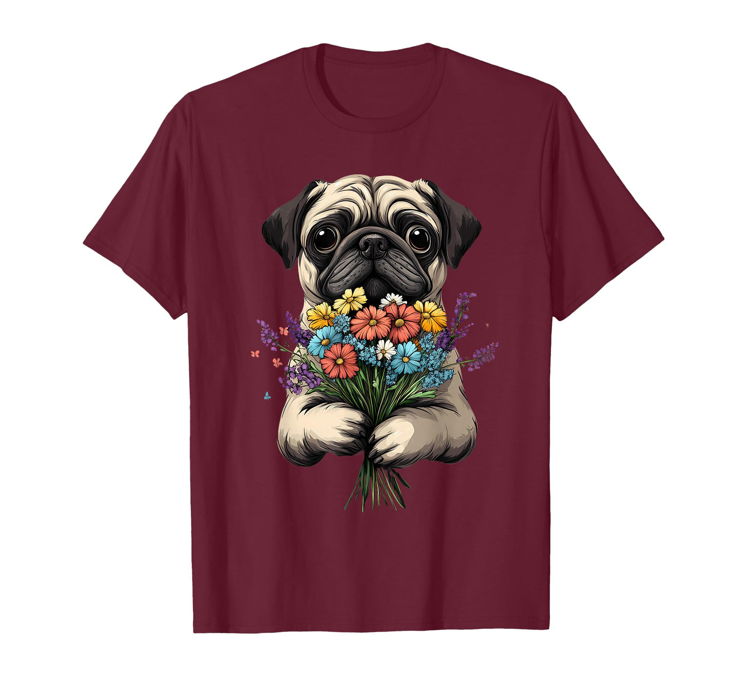 Pug Dog Face Colorful Portrait Animal Cute Pug Lover T-Shirt