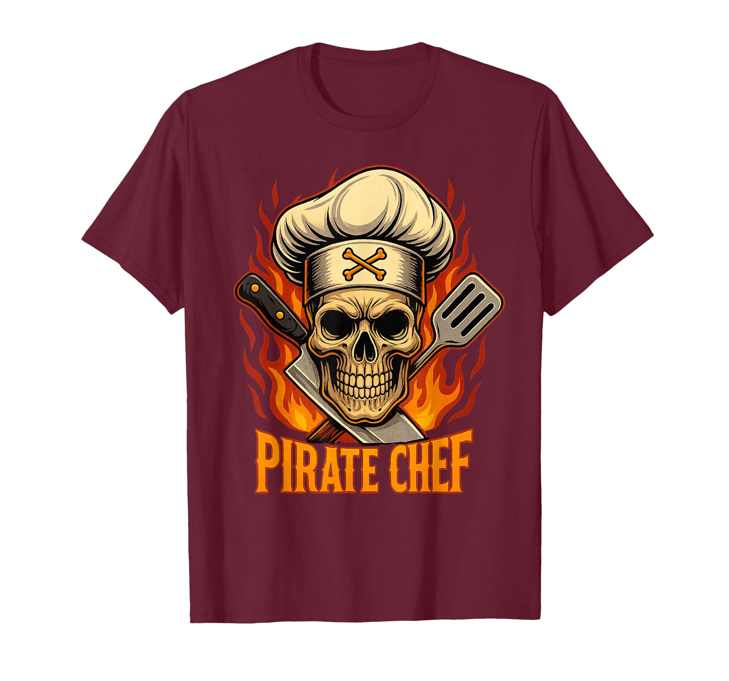 Culinary Pirate Cook Chef Hat Knife Spatula Skull Halloween T-Shirt