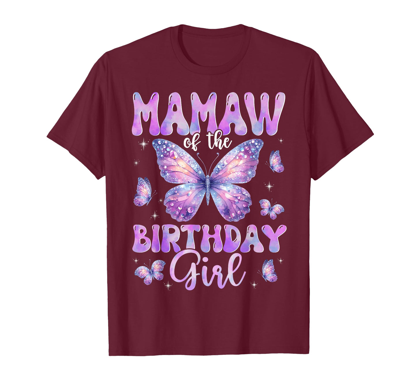 Mamaw Of The Birthday Girl Butterfly Family Matching T-Shirt