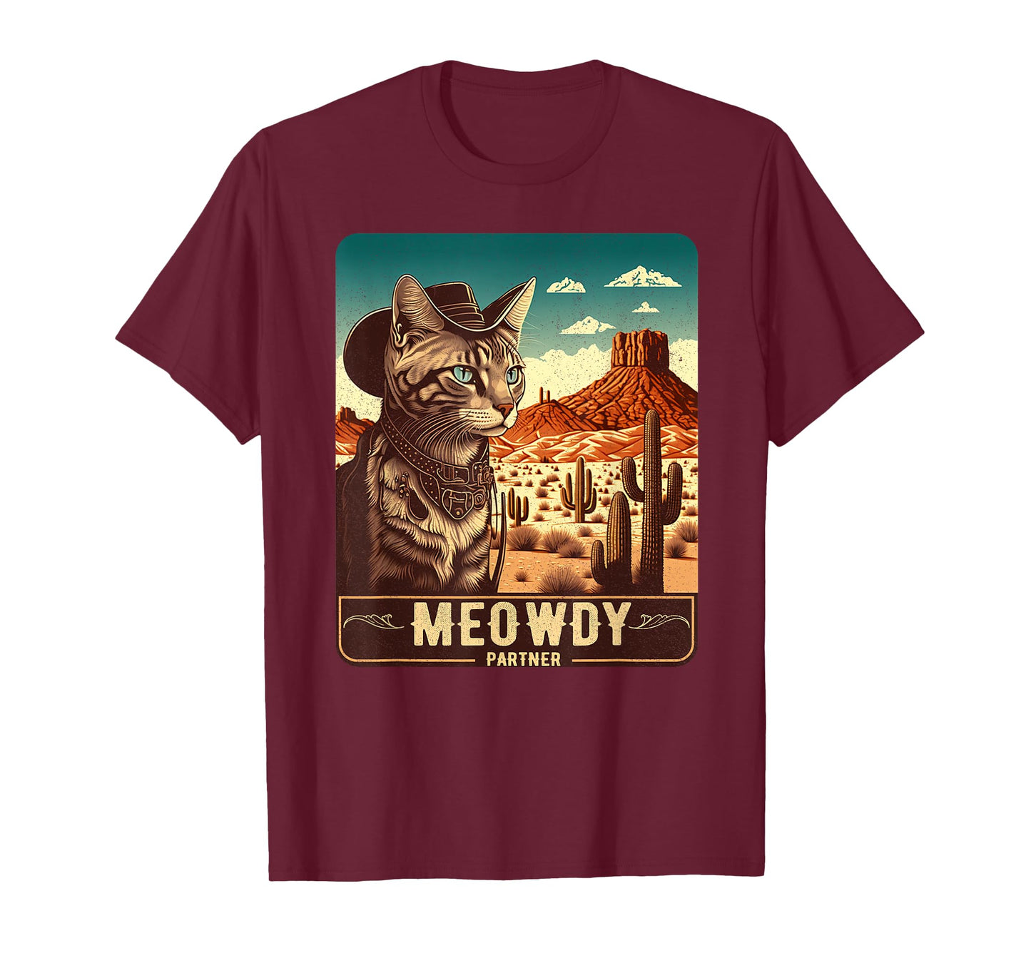 Meowdy! Funny Country Music Cat Cowboy Hat Poster Funny T-Shirt