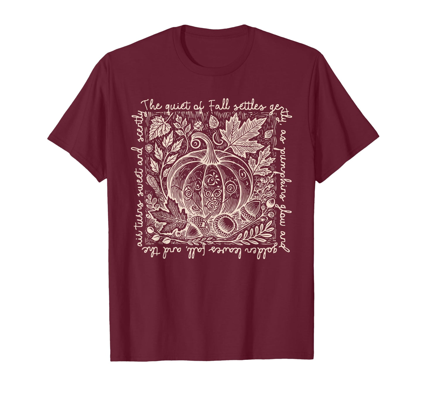 Retro Boho Celestial The Quiet of Fall Settles Gentle Autumn T-Shirt