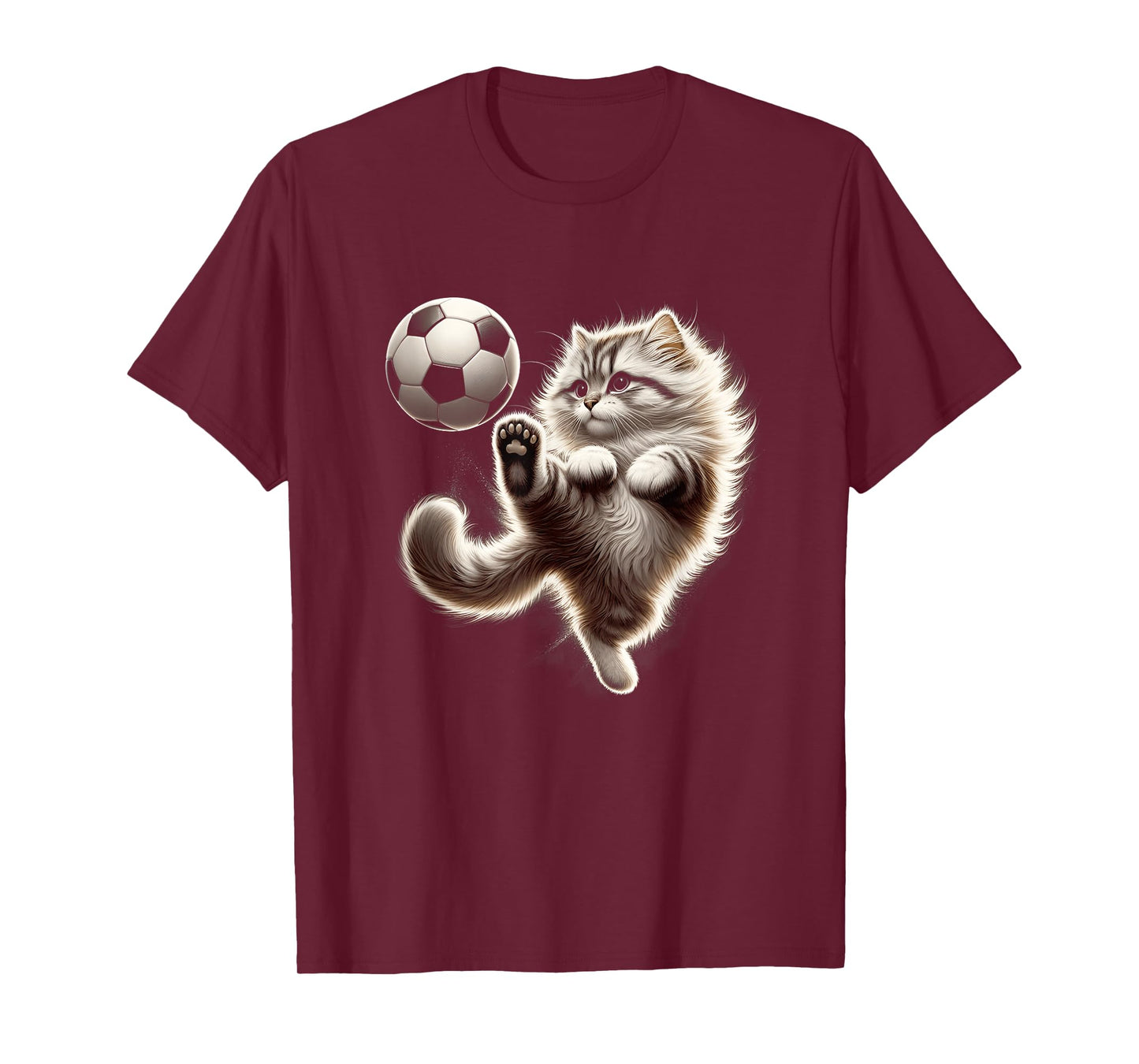 Funny Cat Soccer Ball Cat Playing Soccer Meme Sport T-Shirt for Men Women Kids