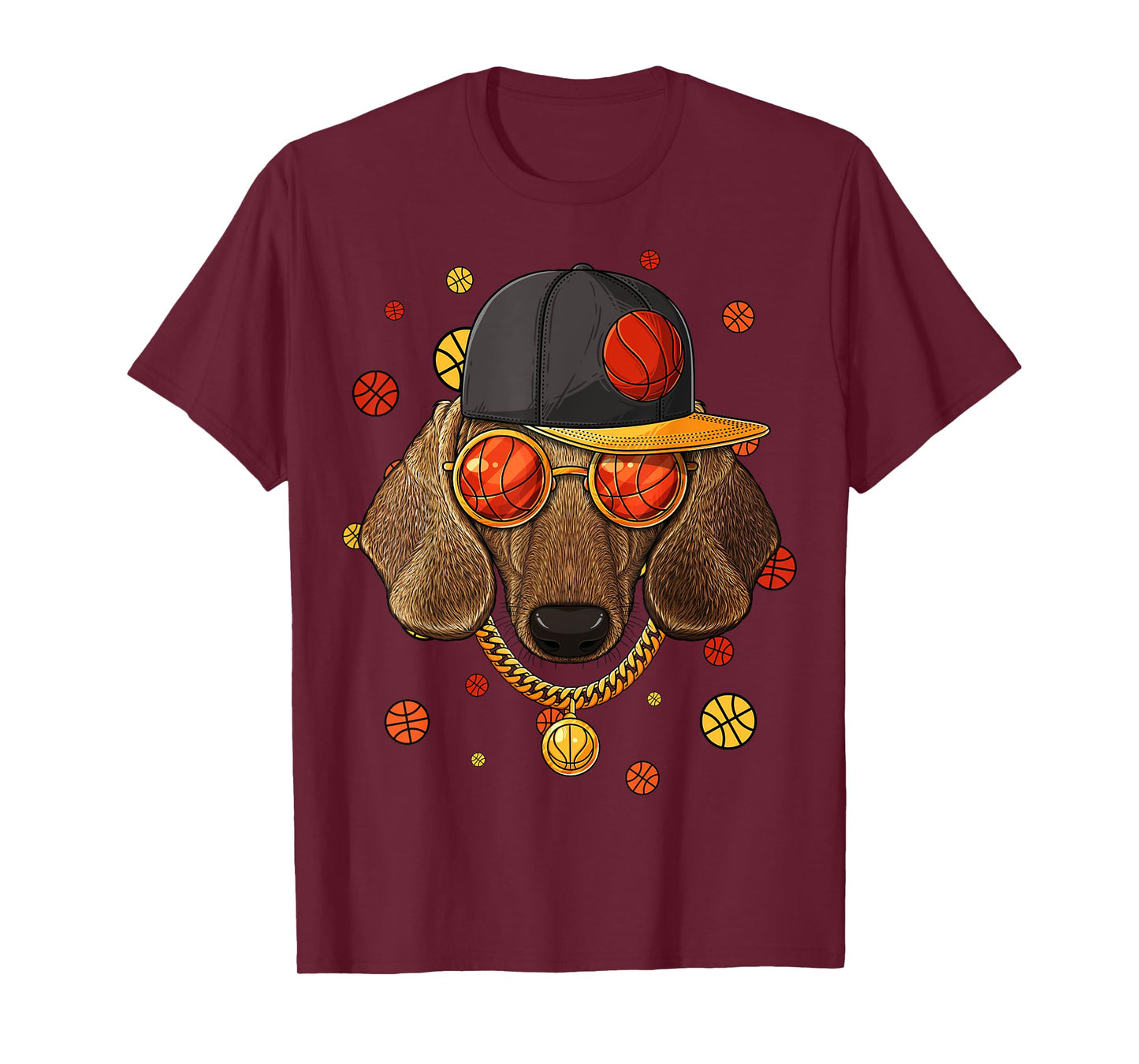 Dachshund Basketball Dog Bball Player Coach Sports Baller T-Shirt for Men Women Girls Kids