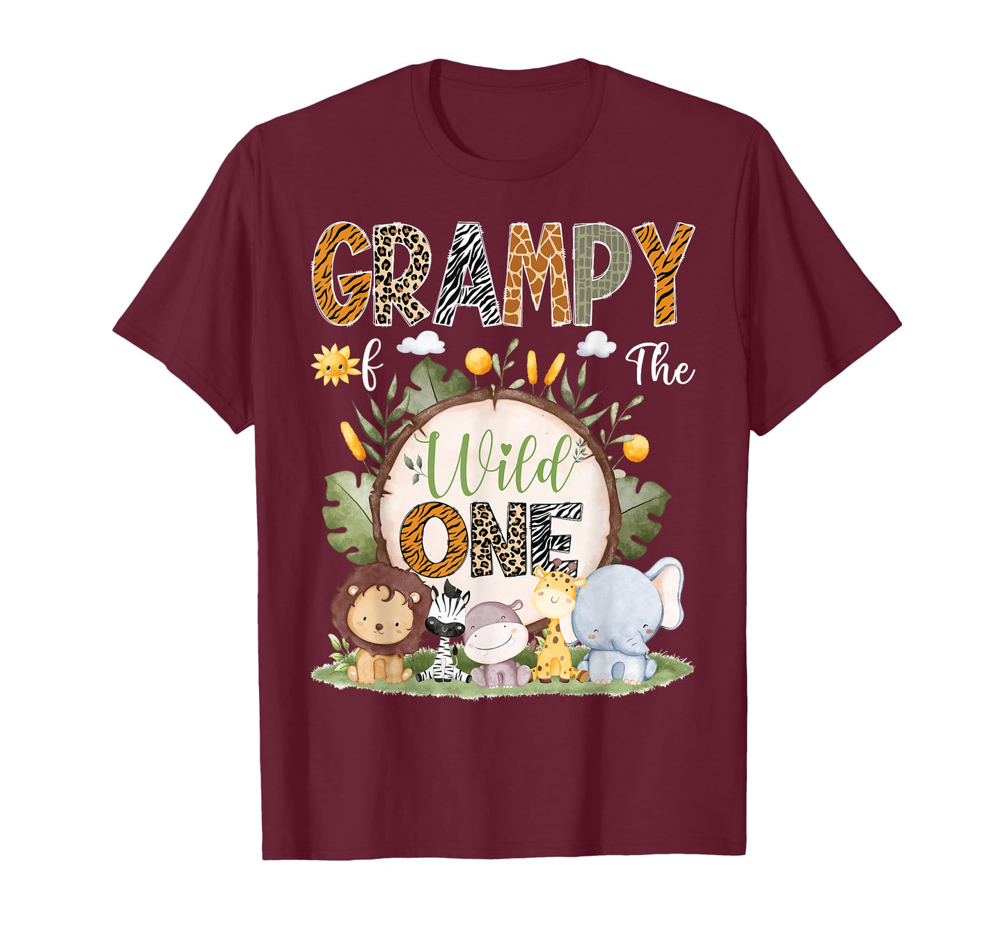 Grampy Of The Wild One 1St Birthday Kids Safari Woodland T-Shirt