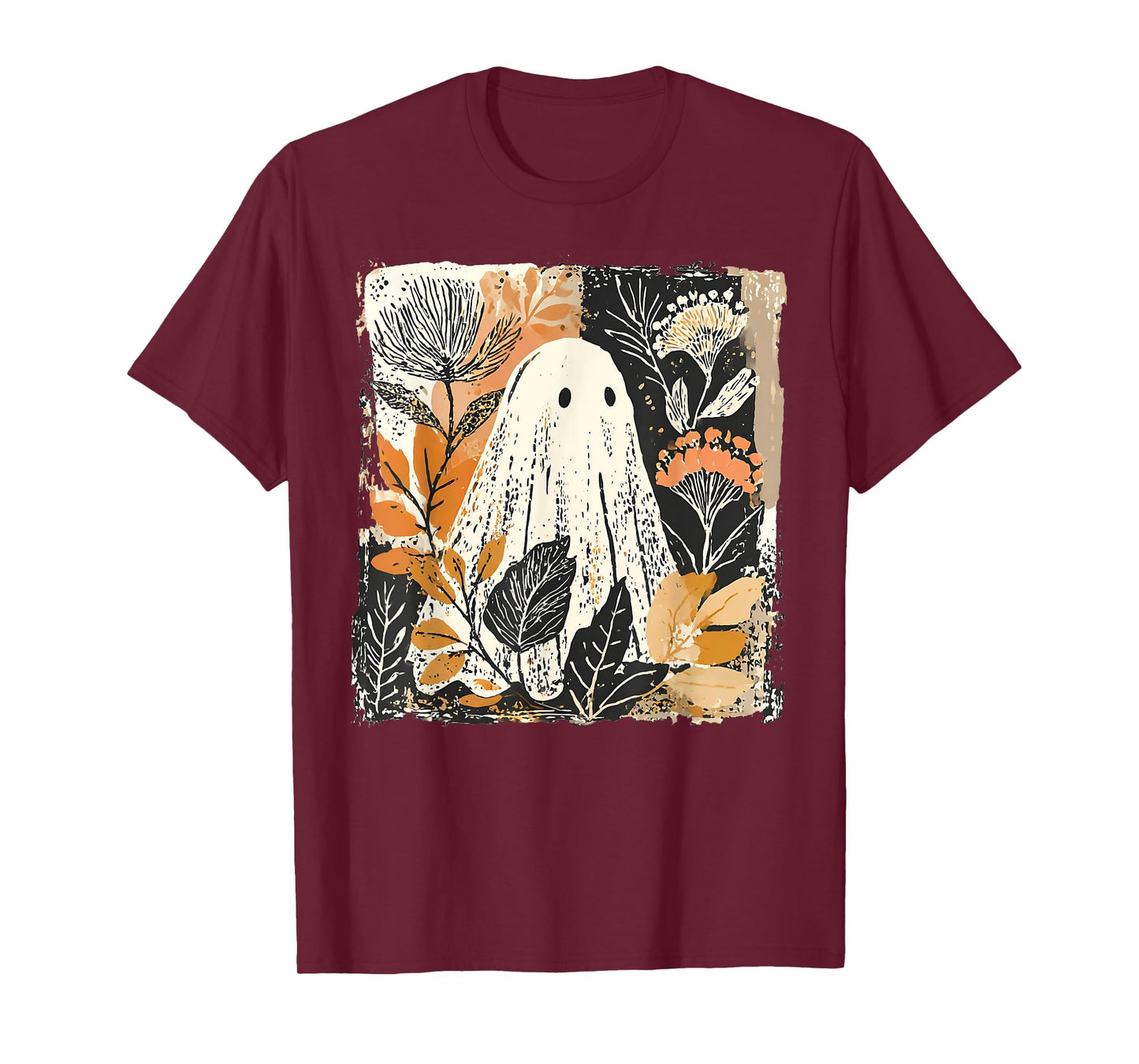 Funny Ghost Wildflower Spooky Season Happy Halloween Vintage T-Shirt