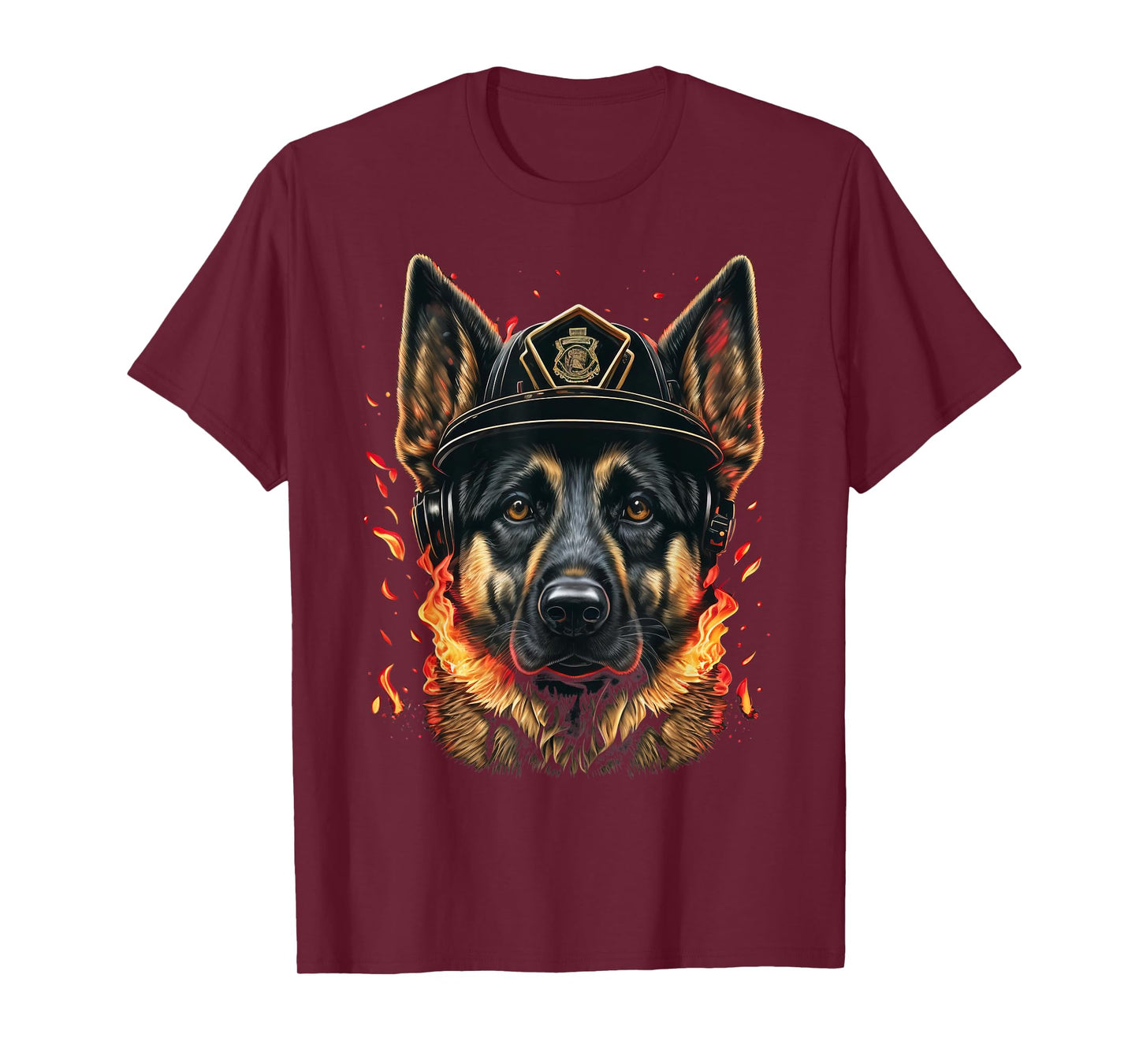 German Shepherd Fireman on Firefighter German Shepherd T-Shirt
