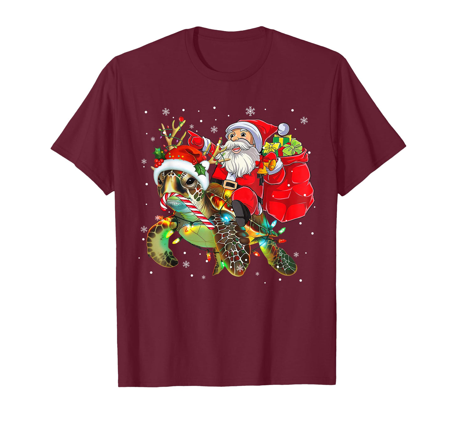 Funny Turtle Christmas Santa Riding Sea Turtle Xmas 2025 T-Shirt