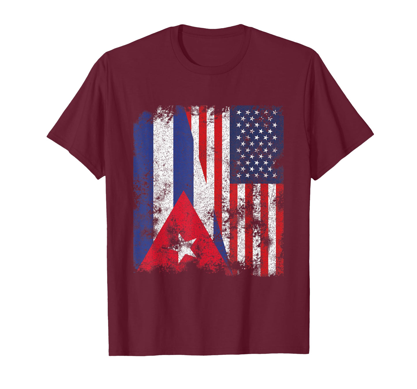 Cuba USA Flag Distressed - Half American T-Shirt