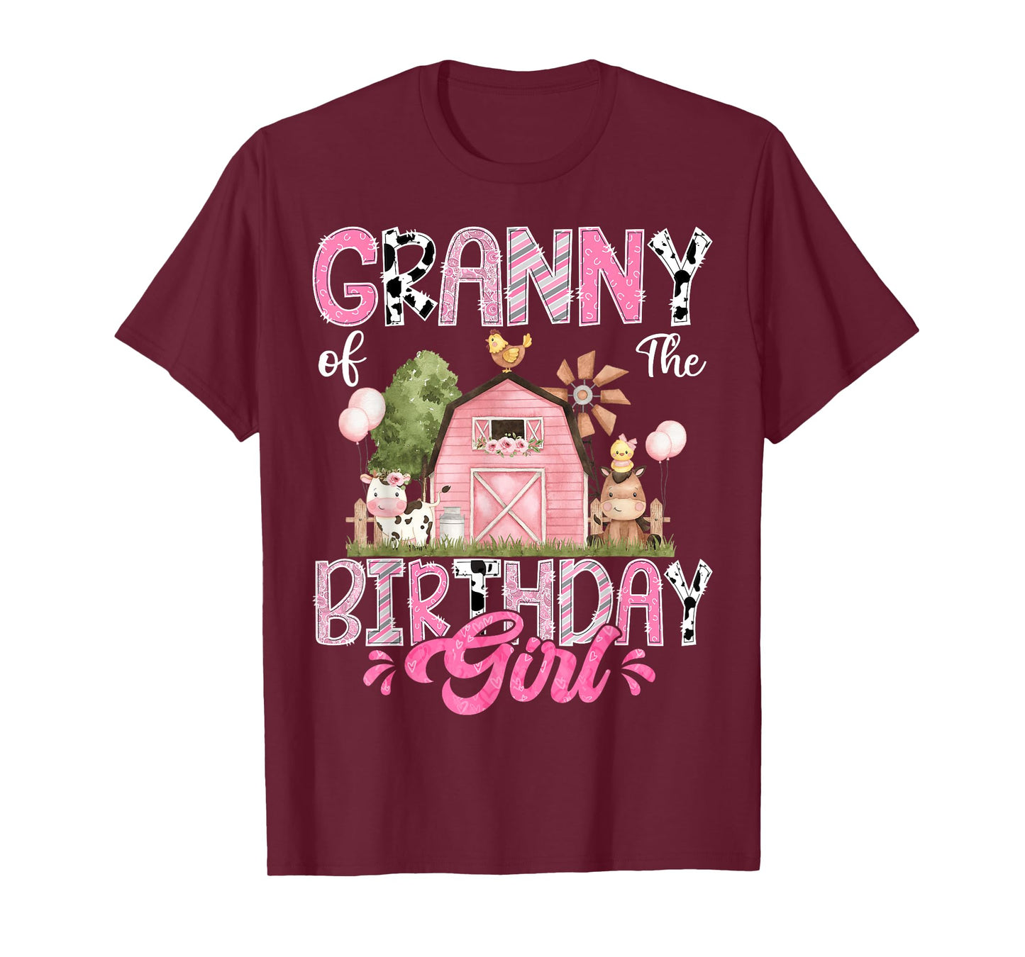 Granny Of The Birthday Girl 1St Birthday Pink Cow Farm T-Shirt