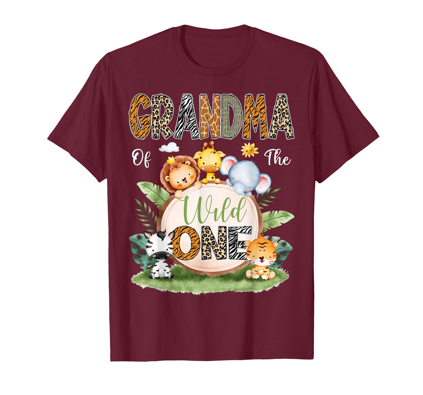 Grandma Of The Wild One 1St Birthday Kids Safari Jungle T-Shirt