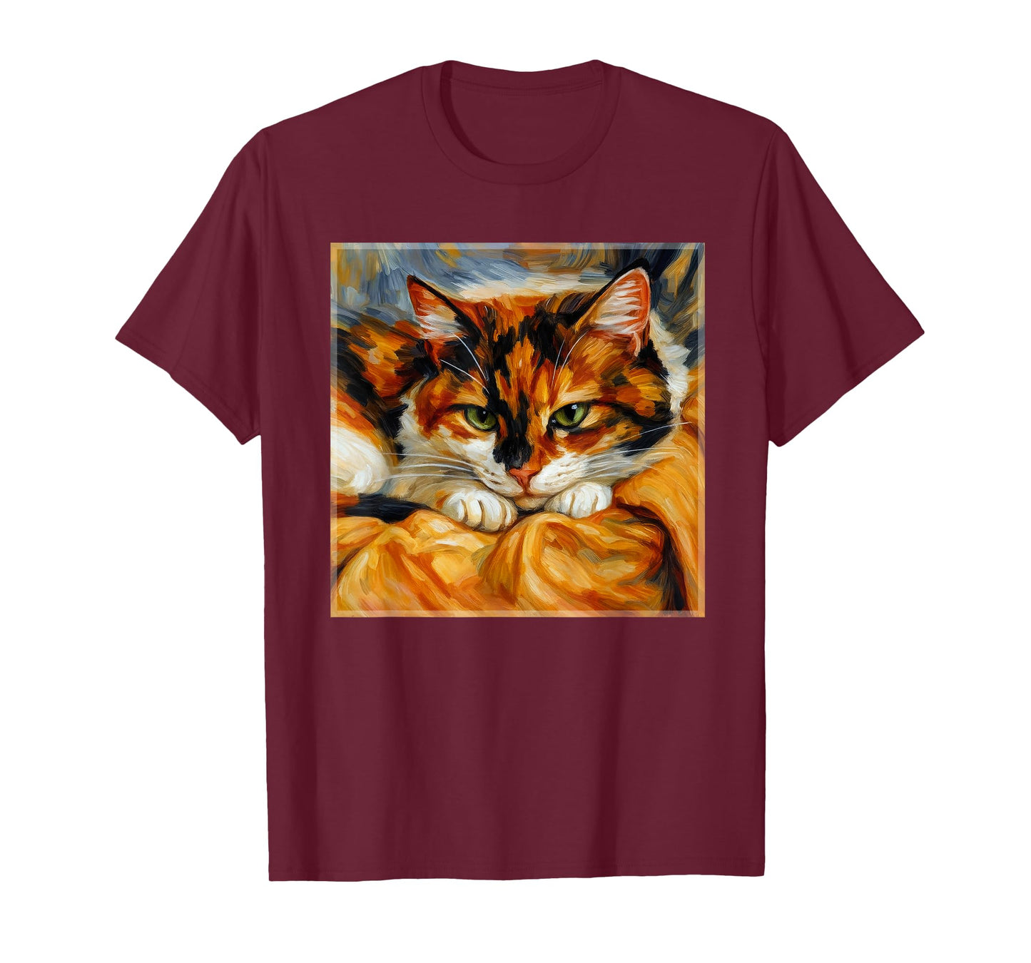 Cozy Calico Cat Mom Dad Impressionistic Romantic Painterly T-Shirt