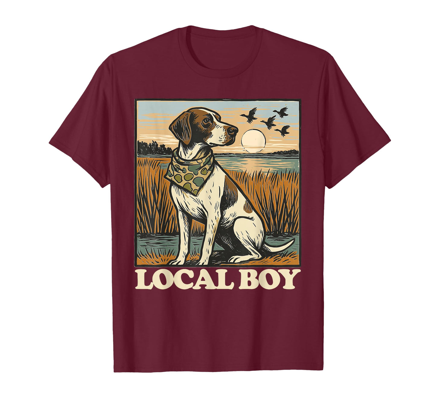 Local Boy GSP Pointer Hunting Dog Marsh Scene Sunset Vintage T-Shirt