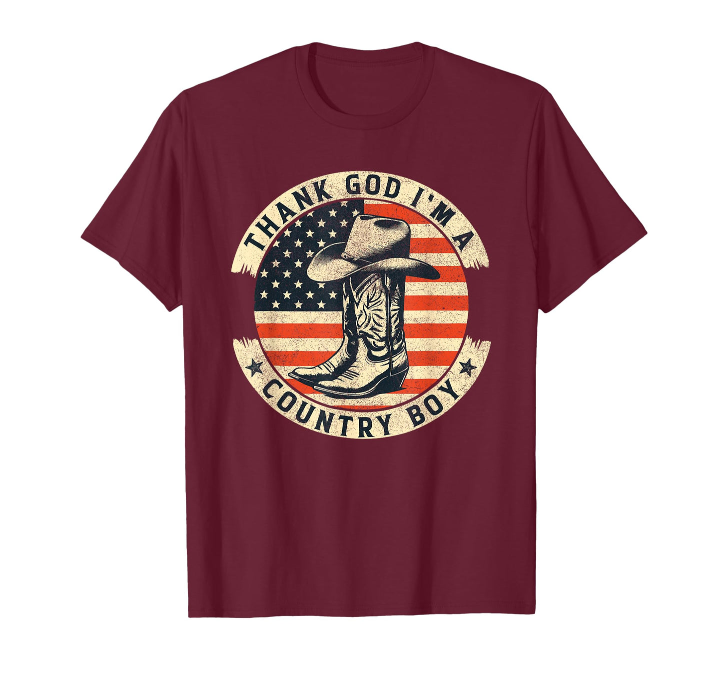 Thank God I'm A Country Music Boy Cowboy Western Retro T-Shirt