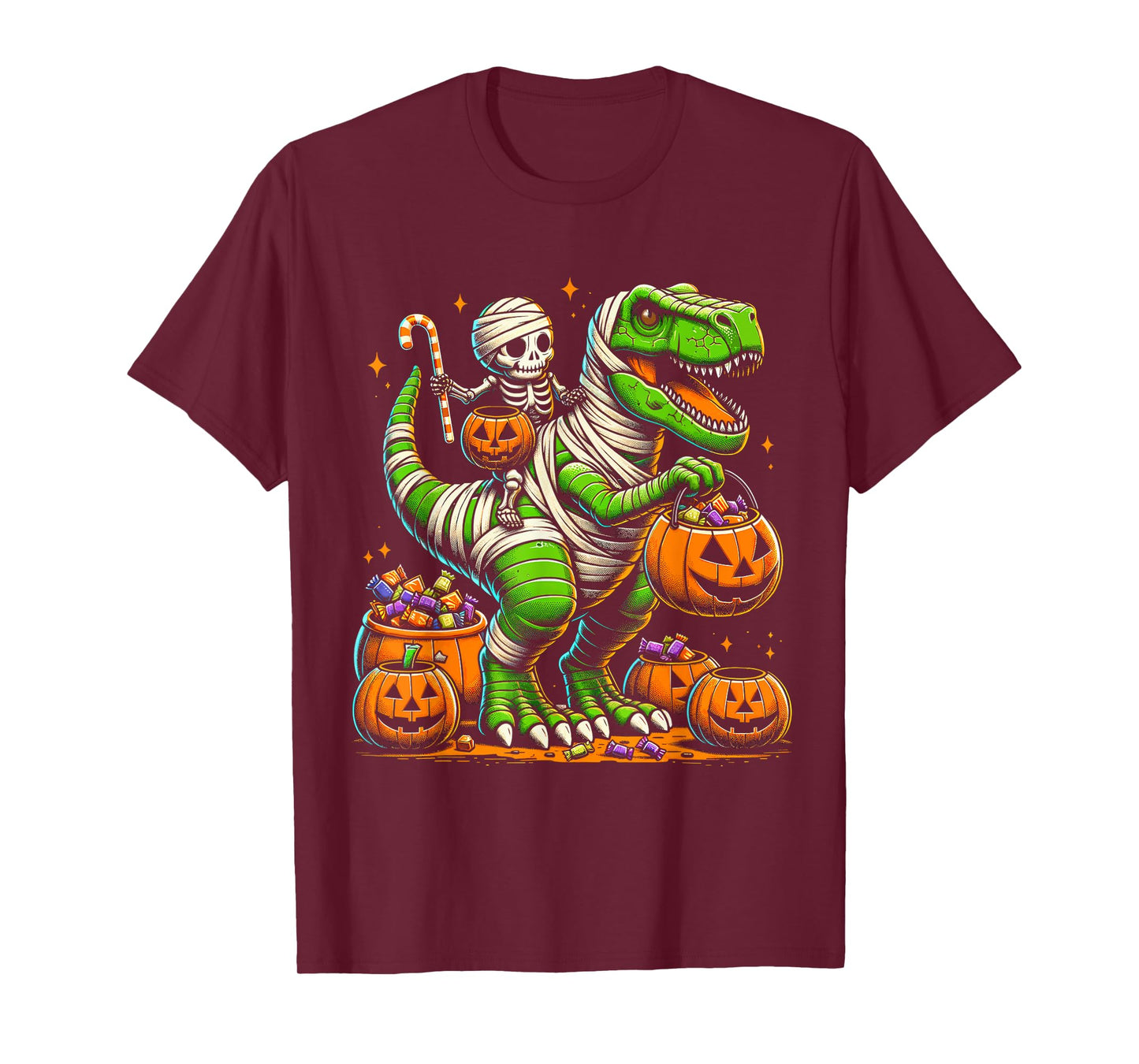 Halloween Funny T Rex Dinosaur Mummy Boys Trick Treat T-Shirt