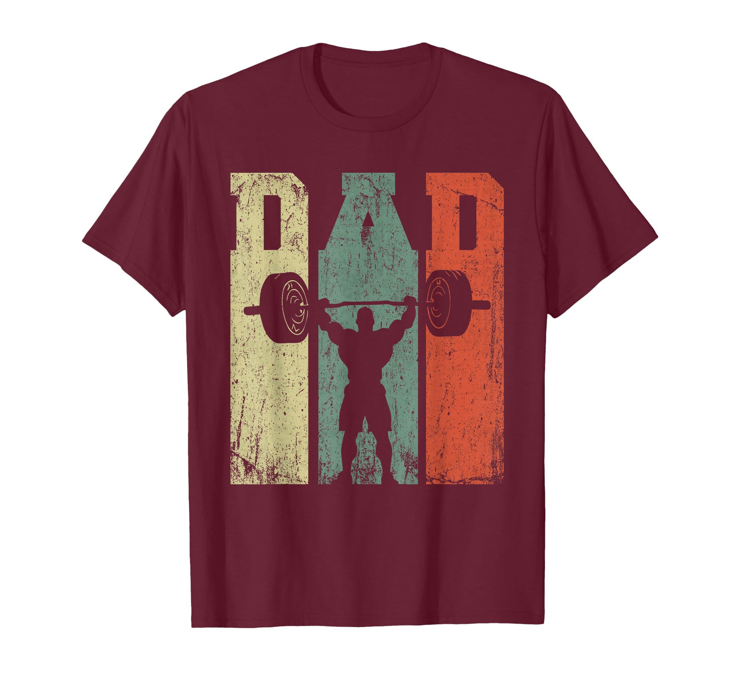 Vintage Weightlifting Dad Daddy Silhouette Gym Father's Day T-Shirt