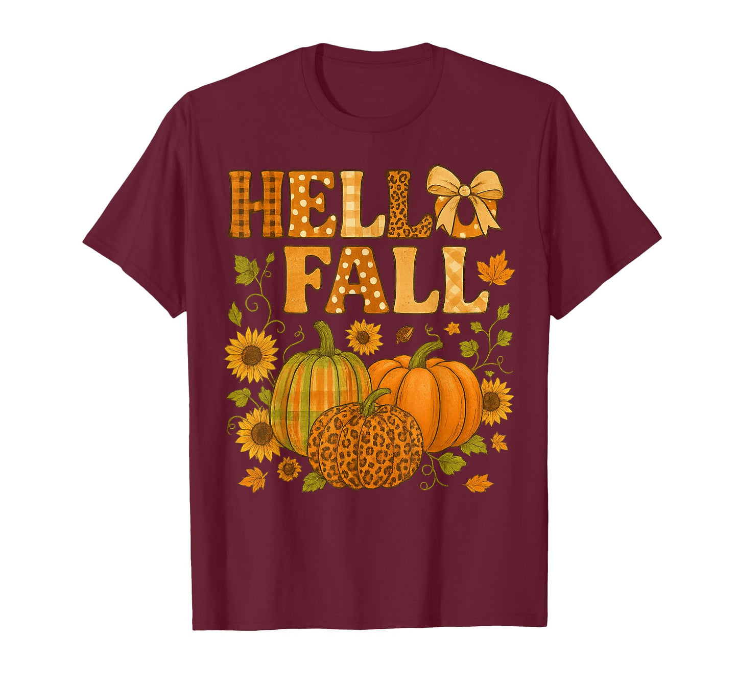 Hello Fall Thanksgiving Coquette Boho Floral Fall Vibes T-Shirt