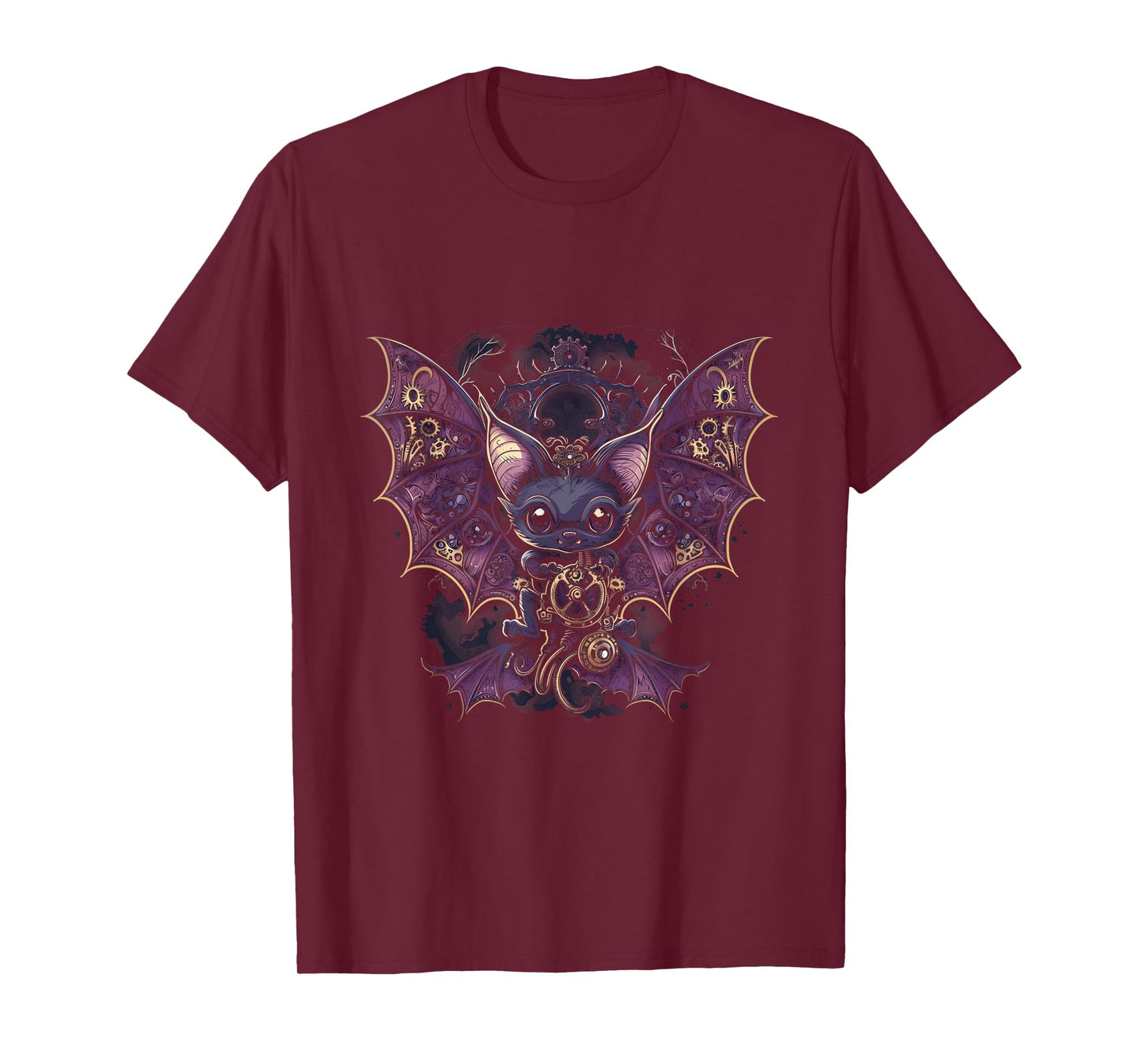 Steampunk Vampire Bat with fangs, wings and gears Gothic art T-Shirt