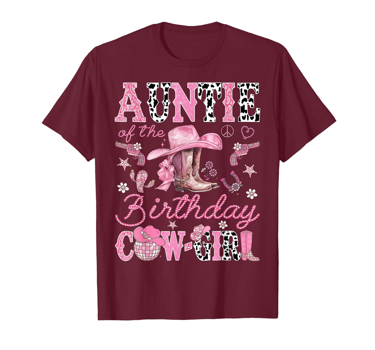 Auntie Of The Birthday CowGirl Disco Coquette Rodeo T-Shirt