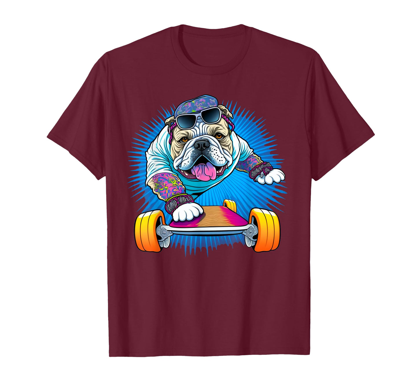Funny Skateboarding Bulldog T-Shirt
