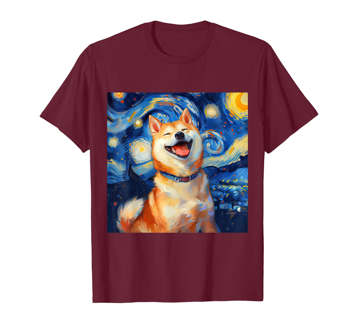Cute Shiba Inu Dog Starry Night Vincent Van Gogh Painting T-Shirt