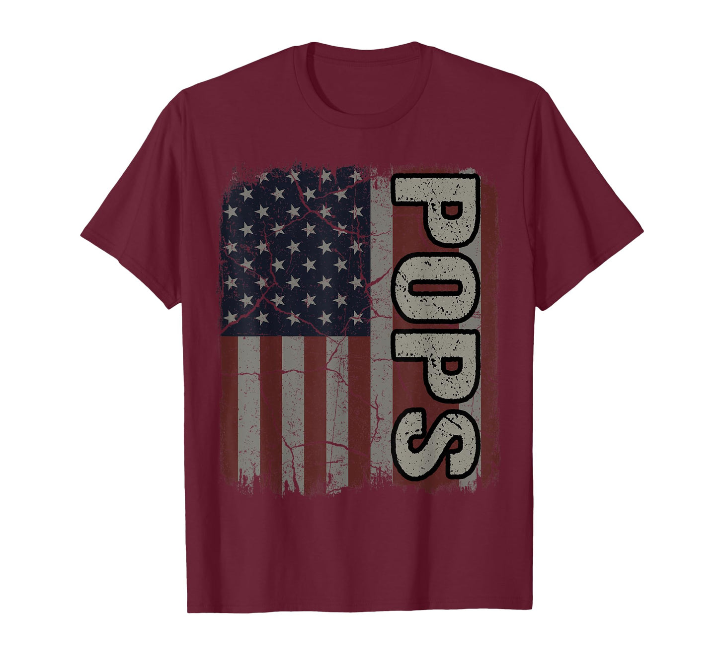 Pops American Flag Vintage Father's Day 4th of July Gift T-Shirt