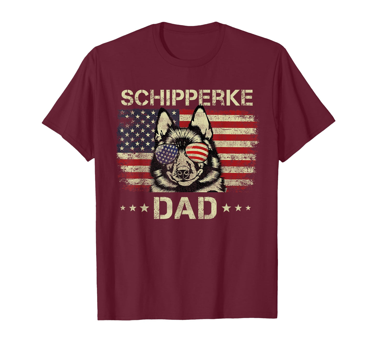 Schipperke Dad Dog Lovers American Flag 4th Of July T-Shirt for Women Men