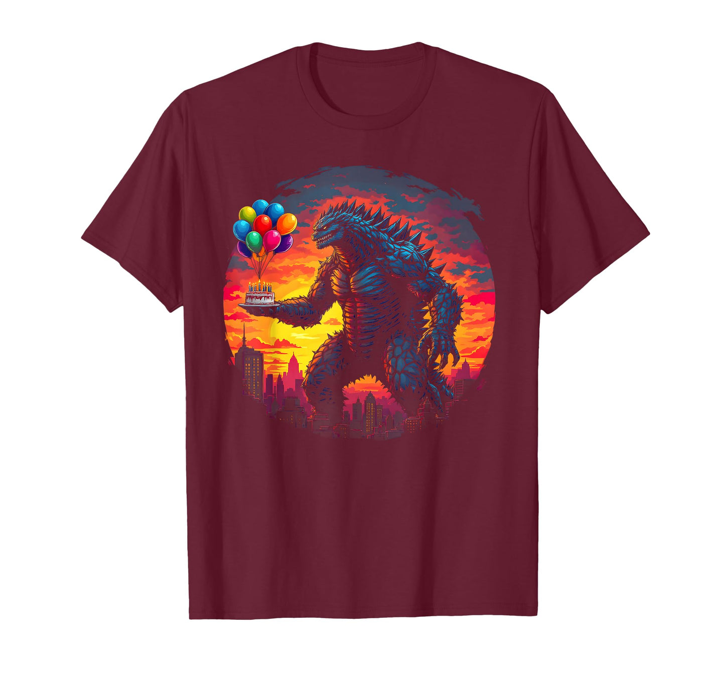 Kaiju Balloon And Cake Funny Japanese Monster Lover Birthday T-Shirt
